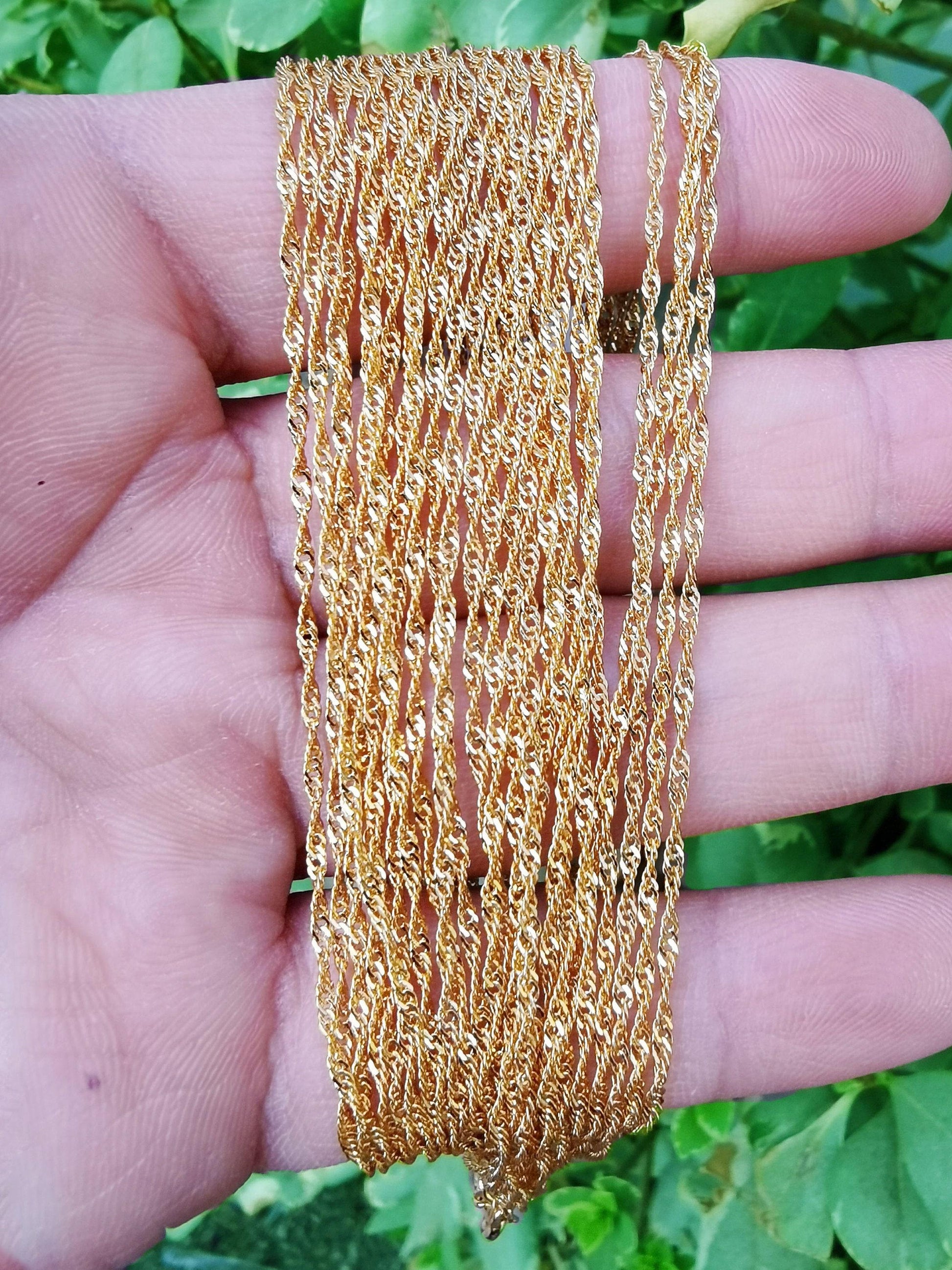 1pc 17.8'' ready to use 24k gold singapore necklace chain, layering spiral chain dainty necklace,perfect forpendant necklace, 801/862