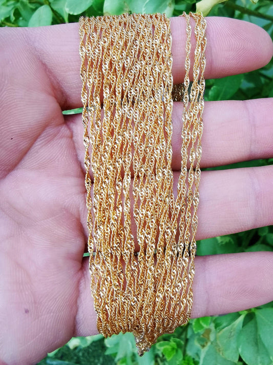 1pc 17.8'' ready to use 24k gold singapore necklace chain, layering spiral chain dainty necklace,perfect forpendant necklace, 801/862