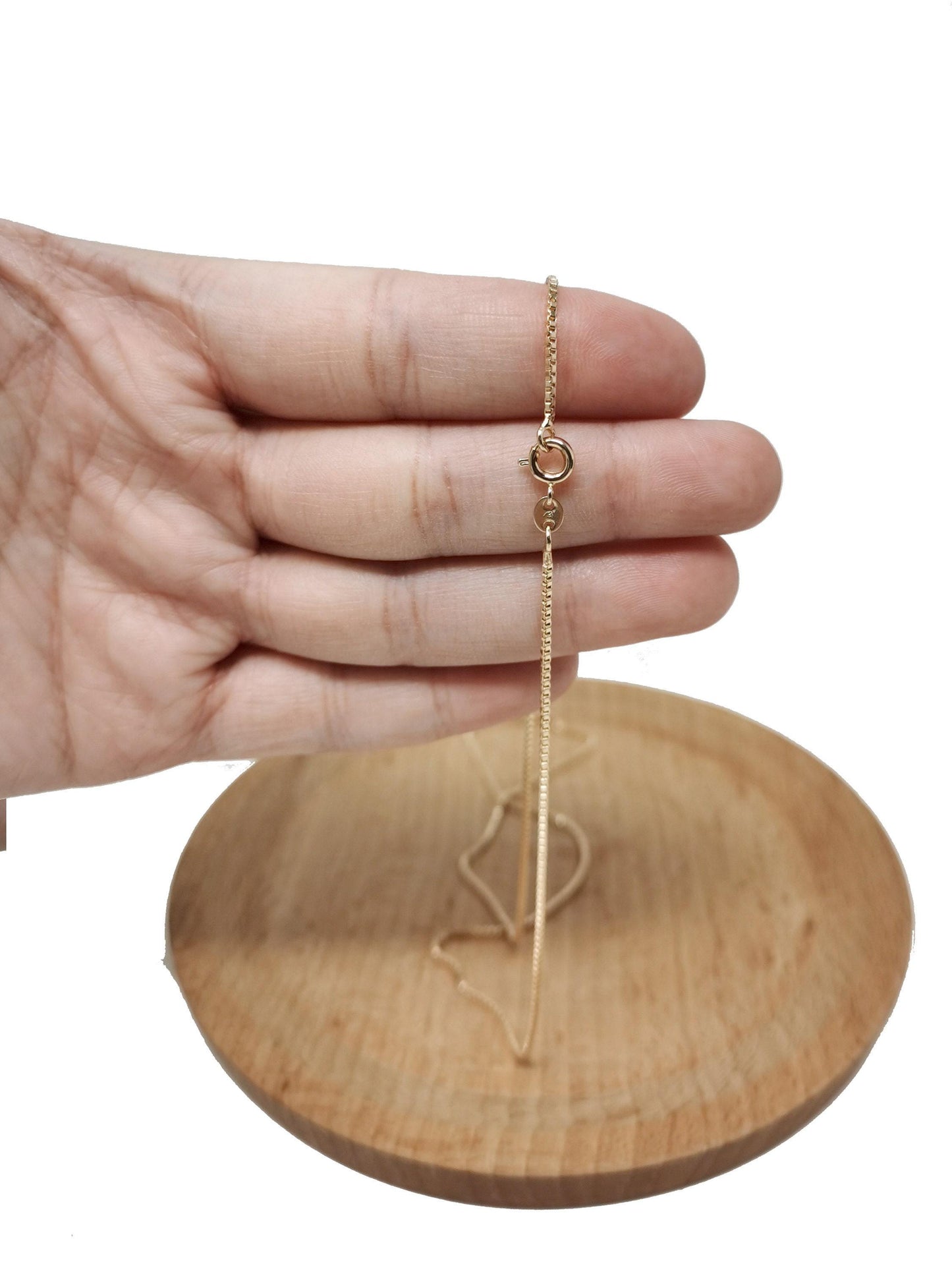 1pc 19.6'' ready to wear 18k gold rolo box chain necklace, layering dainty box chain for jewelry making charm, 742