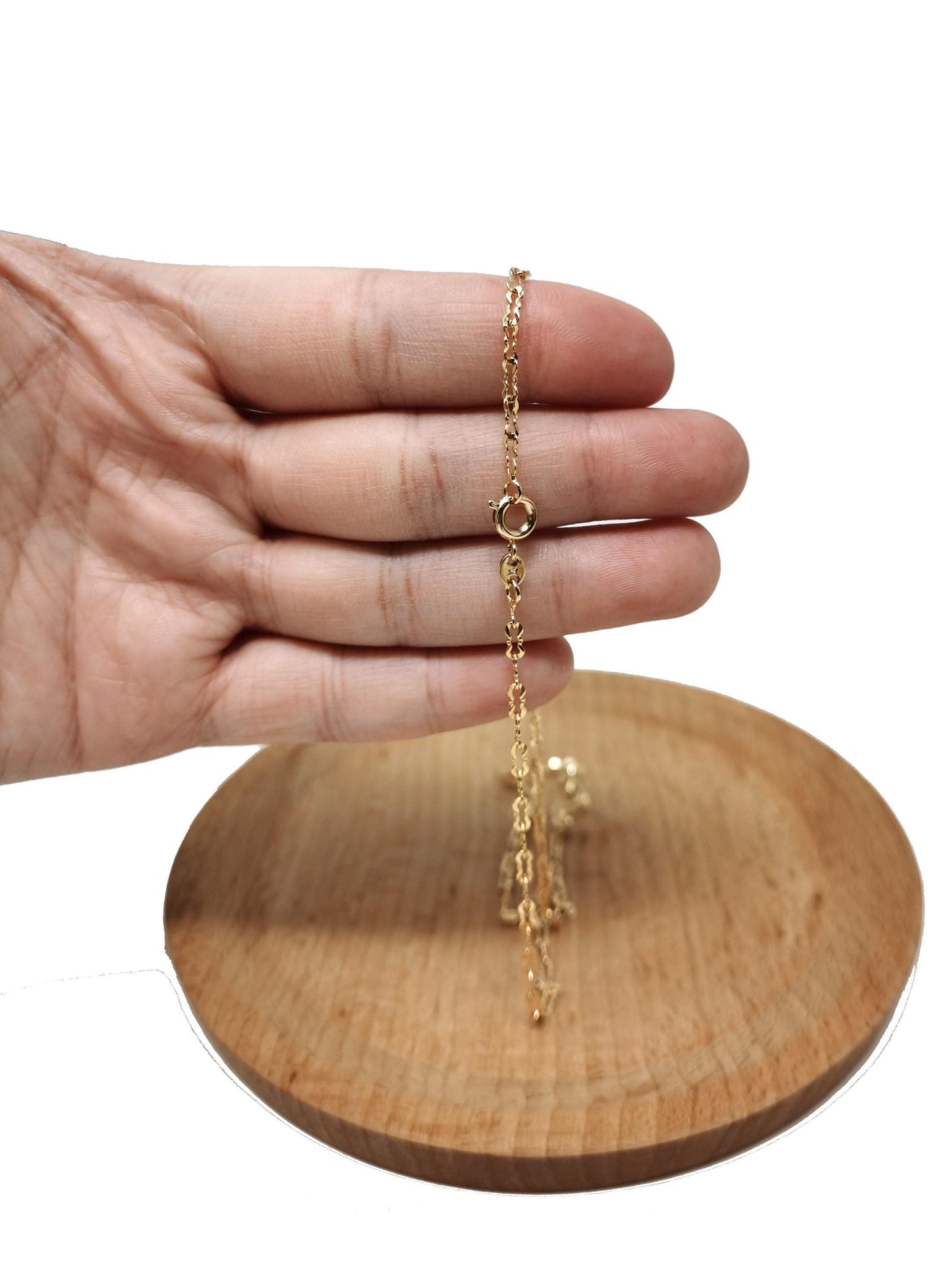 1pc 18'' ready to use 18k rosy gold unique necklace chain, layering unique chain dainty necklace, perfect for pendant necklace, 735