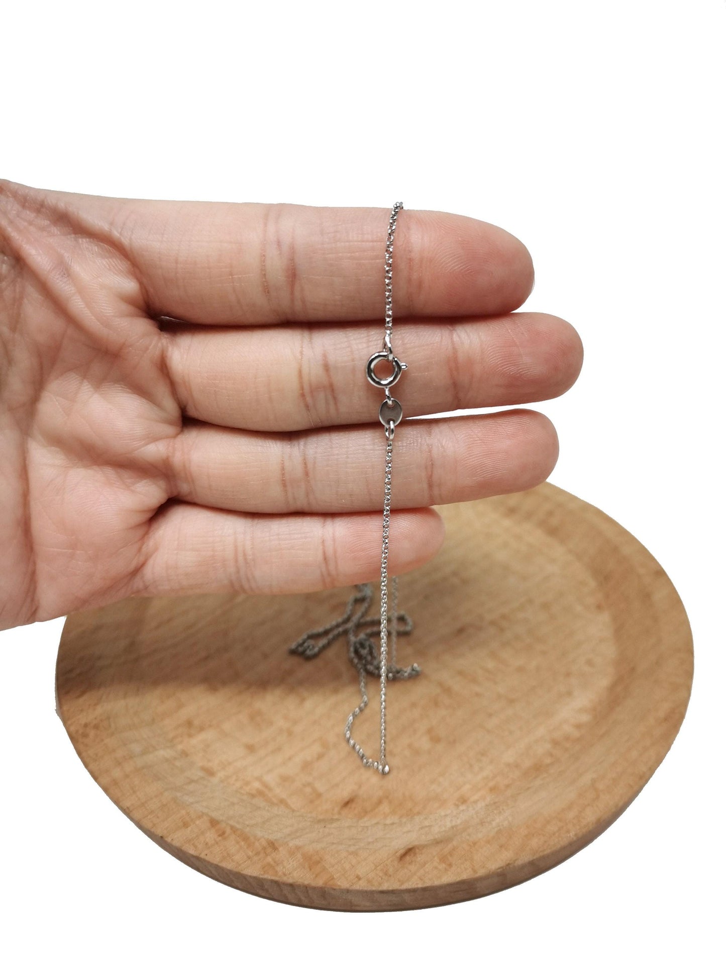 1pc 17.7'' ready to use white gold thin rolo necklace chain, layering rolo chain dainty necklace, for pendant charm necklace, ch-643