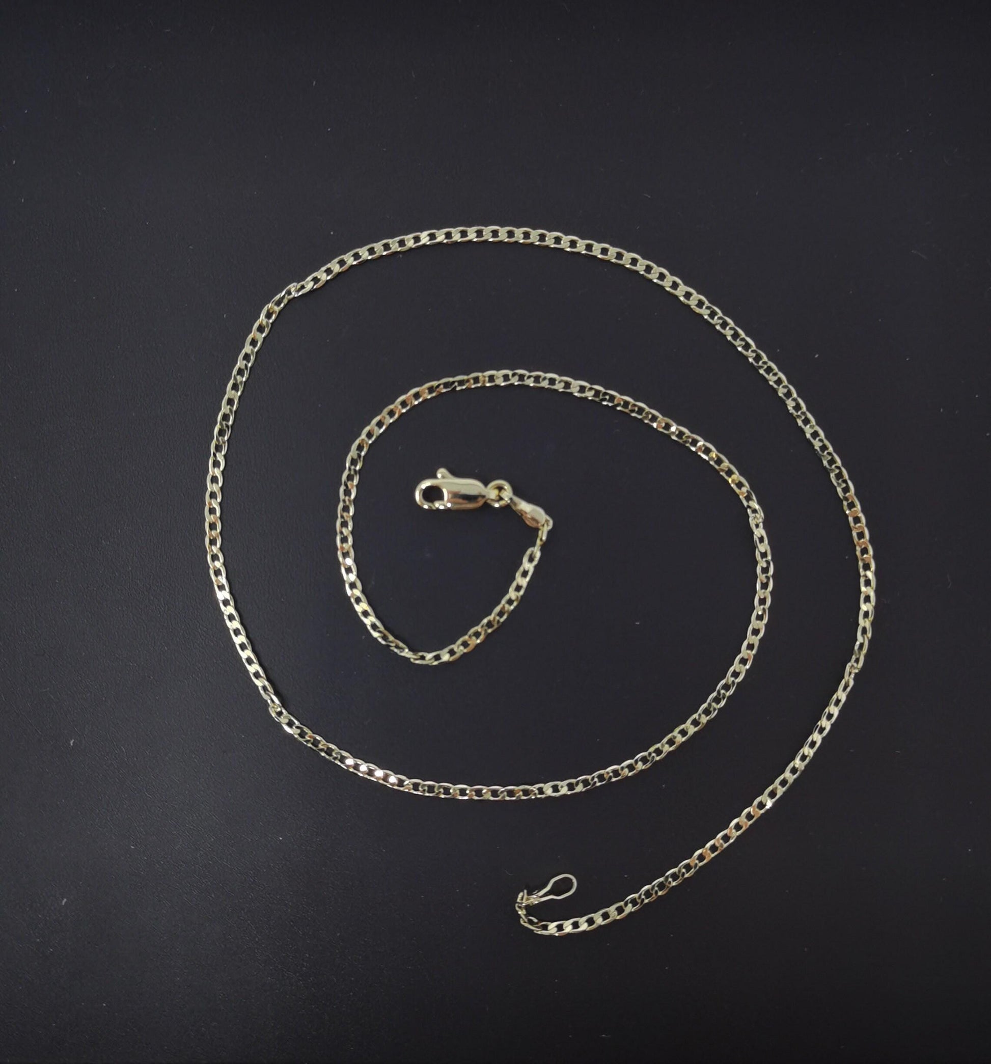 1pc 17.7'' ready to use 14k gold filled herringbone curb necklace chain, layer curb chain dainty necklace, for pendant charm necklace making