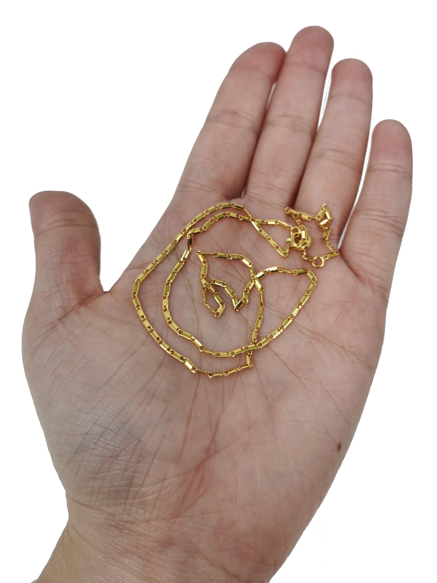 1pc 17.7'' ready to use gold unique necklace chain, layering plate lock chain dainty necklace, perfect for pendant charm necklace 467