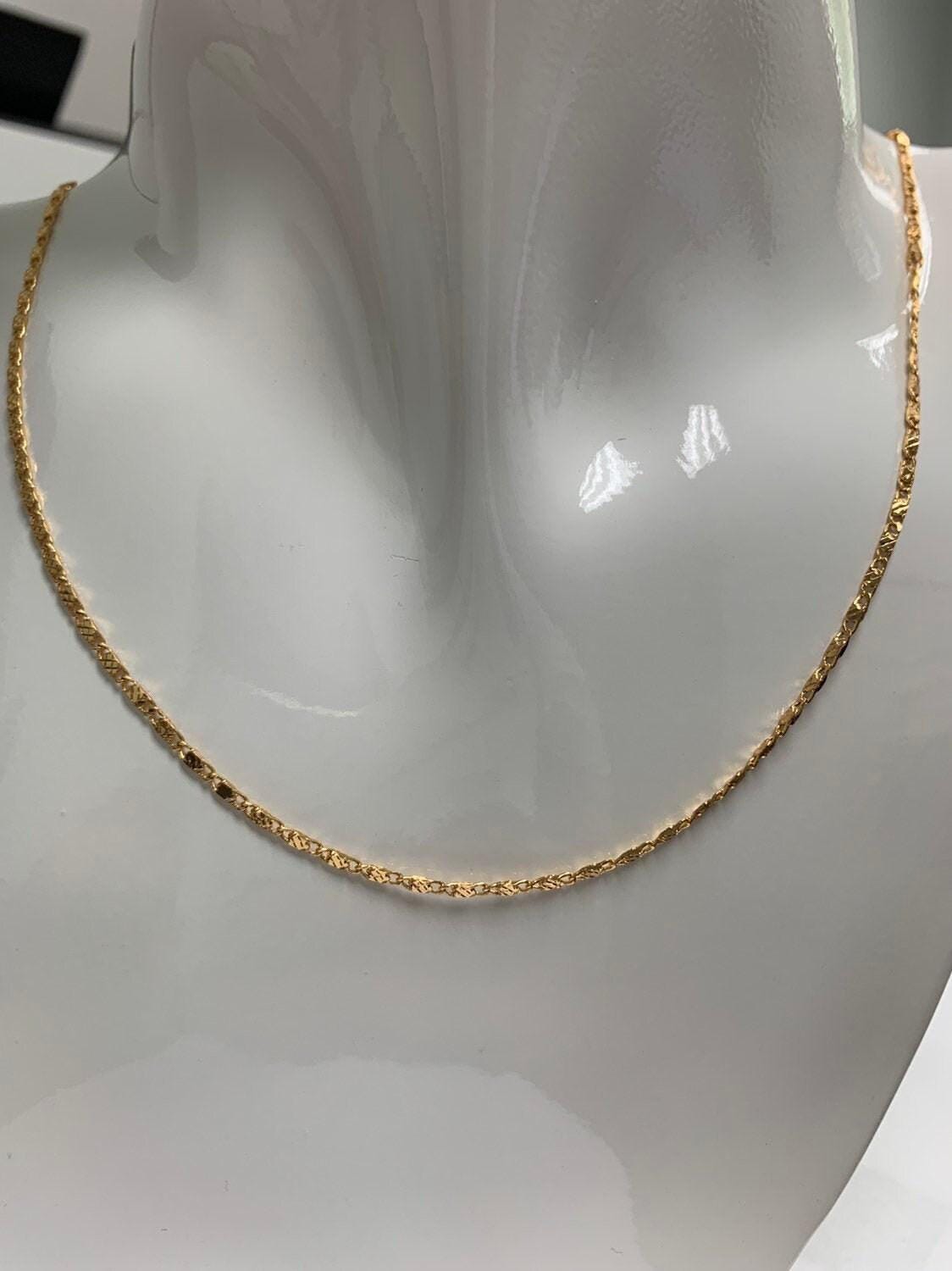 1pc dainty 17.5'' ready to use 24k gold unique necklace chain, plate lock chain delicate necklace, perfect for pendant necklace, 326
