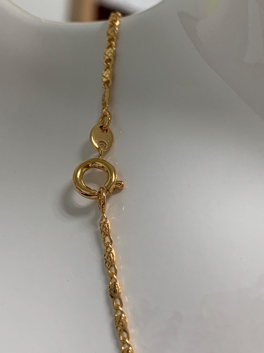1pc dainty 17.5'' ready to use 24k gold unique necklace chain, plate lock chain delicate necklace, perfect for pendant necklace, 326