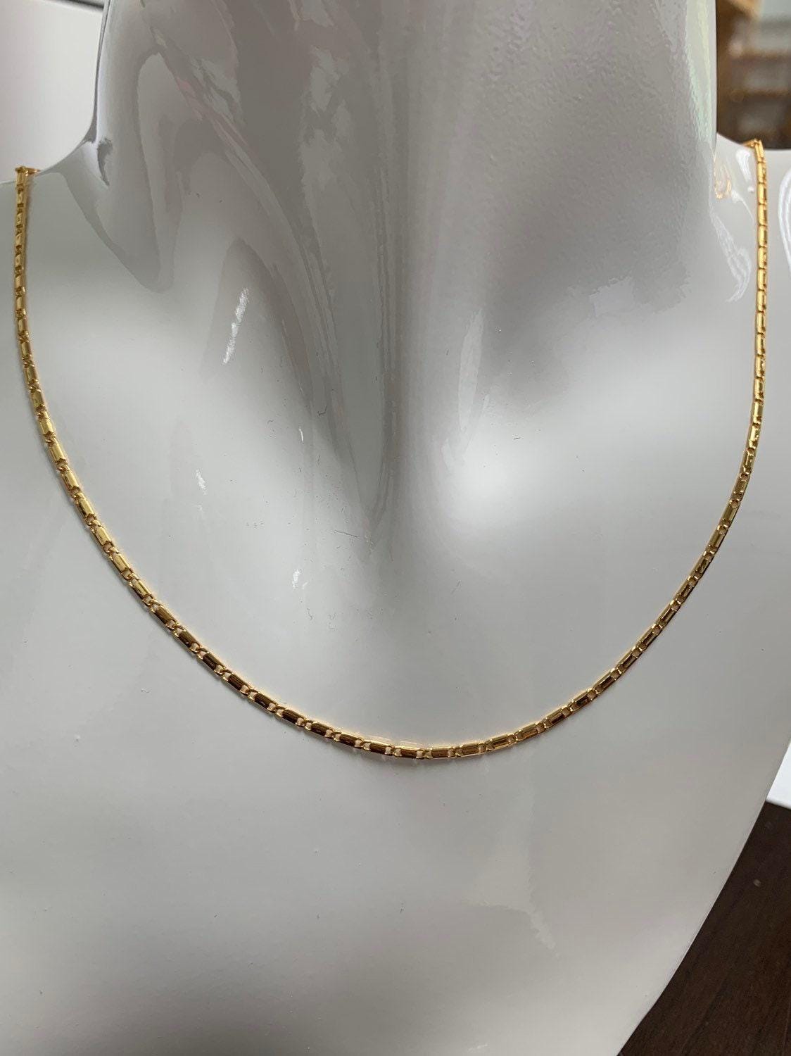 1pc dainty 19.5'' ready to use 24k gold unique necklace chain, plate lock chain delicate necklace, perfect for pendant necklace, 300