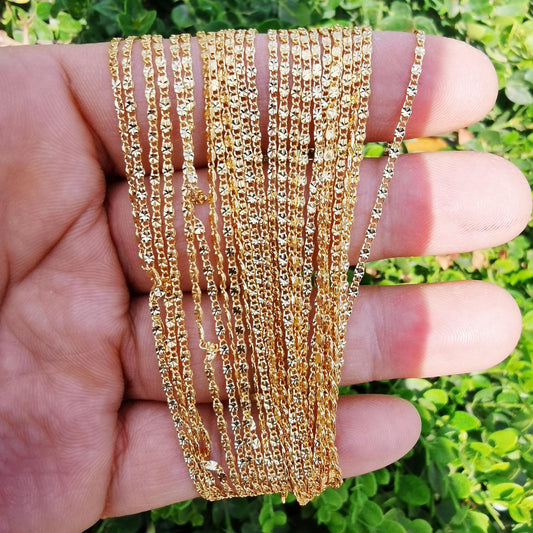 1pc 18'' ready to use 24k gold unique necklace chain, layering plate lock chain dainty necklace, perfect for pendant necklace, 881
