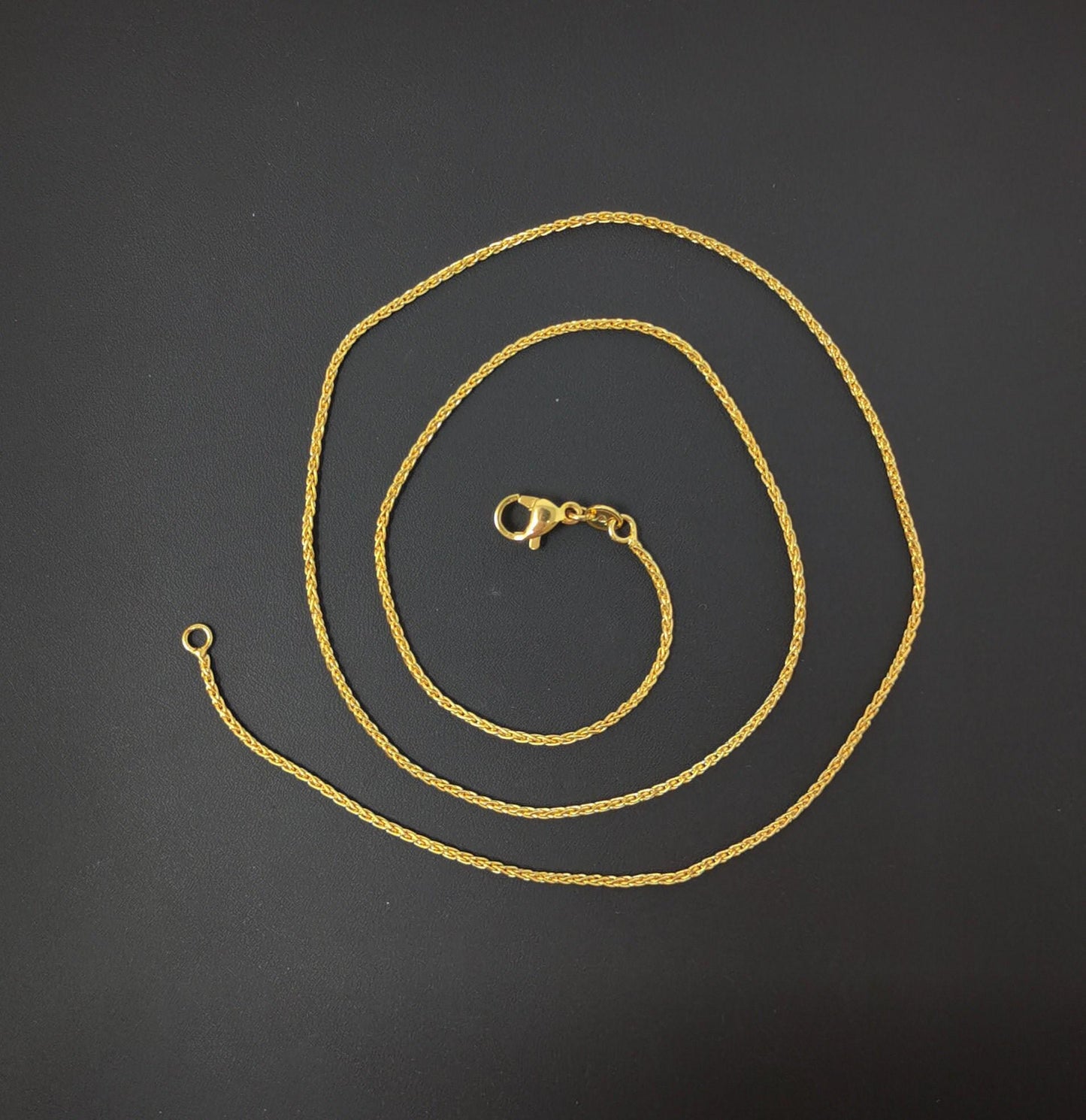1pc 19.5'' ready to use 24k gold wheat necklace chain, layer fox tail chain dainty necklace, for pendant charm necklace making, 249