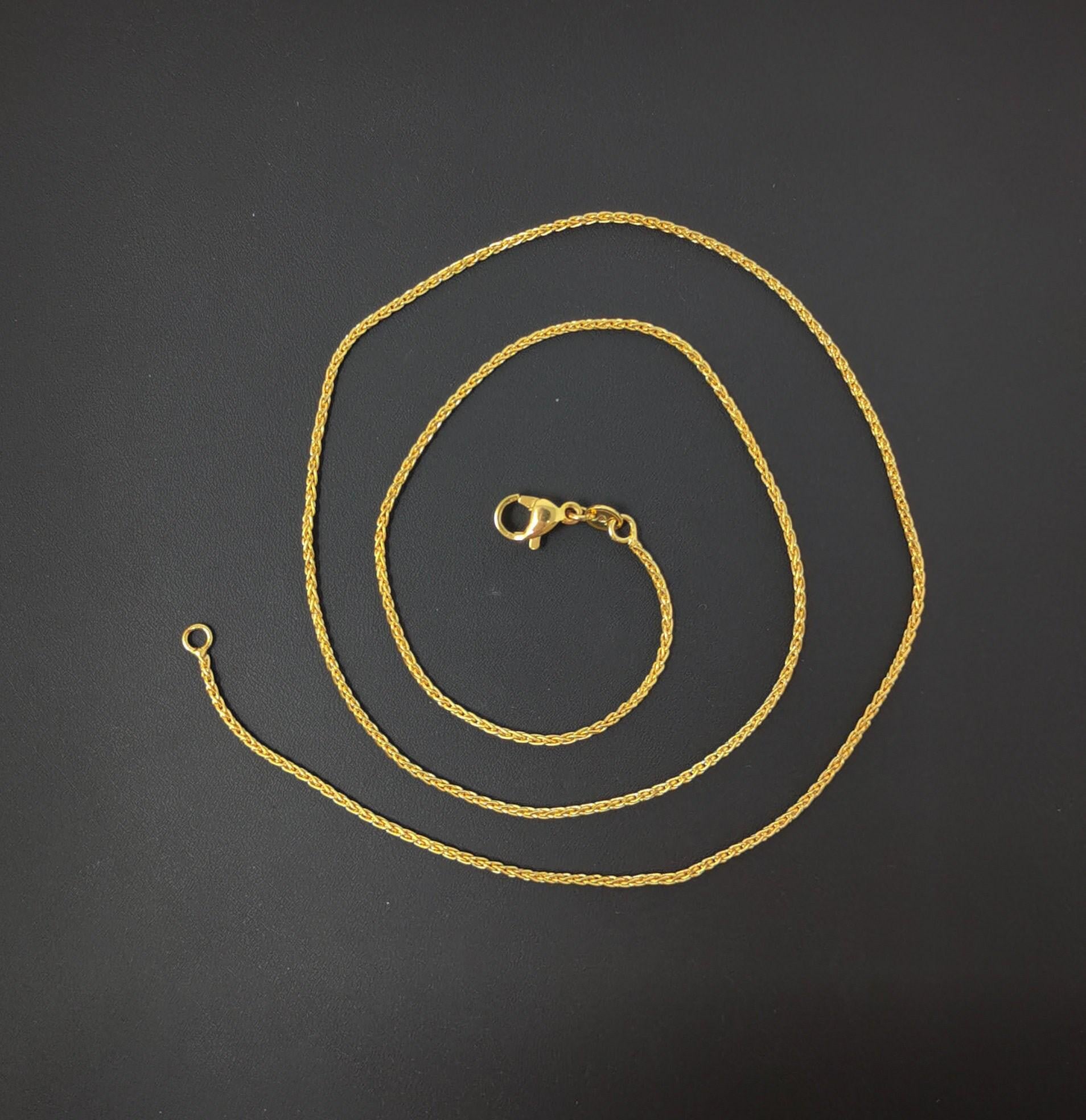 1pc 19.5'' ready to use 24k gold wheat necklace chain, layer fox tail chain dainty necklace, for pendant charm necklace making, 249