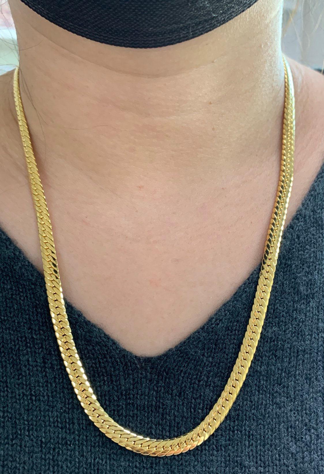 1pc -23.5'' ready to use 24k gold plated herringbone curb necklace chain, layer curb chain dainty necklace, for pendant necklace making, 184