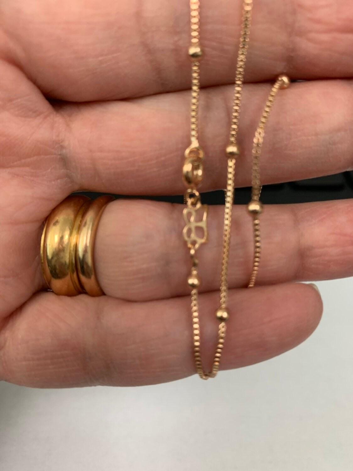 18'' ready to use rose gold thin rolo necklace chain, 0.9mm width layering ball box chain dainty necklace, for pendant charm necklace, 762