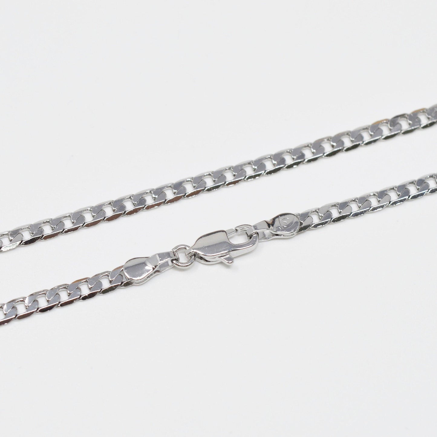 1pc 17.6'' ready to use white gold cuban curb necklace chain, layer curb chain dainty necklace, pendant charm necklace, 1014