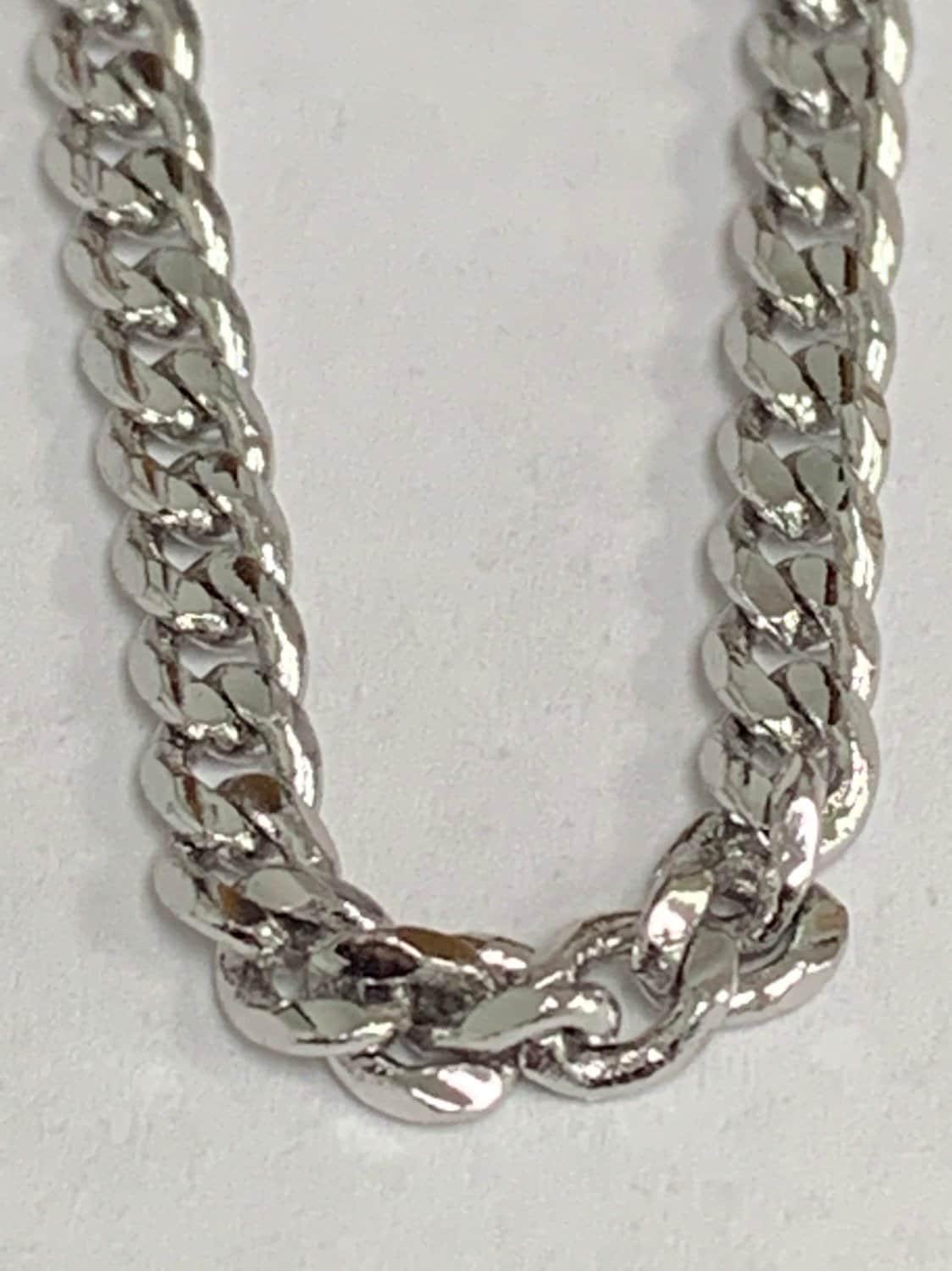 1pc 17.6'' ready to use white gold cuban curb necklace chain, layer curb chain dainty necklace, pendant charm necklace, 1014