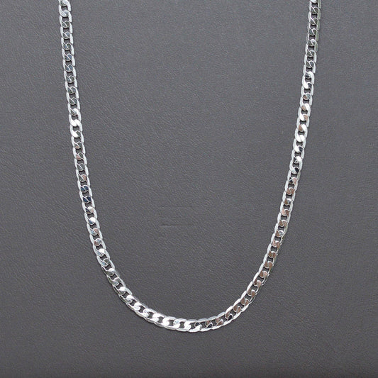 1pc 17.5'' ready to use white gold cuban curb necklace chain, layer curb chain dainty necklace, pendant charm necklace, 1013