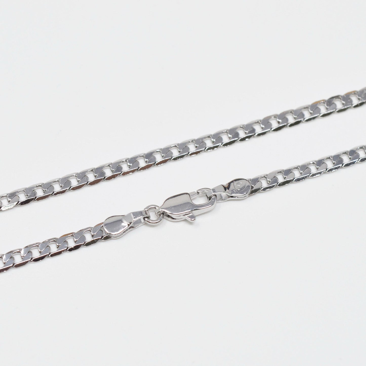 1pc 17.5'' ready to use white gold cuban curb necklace chain, layer curb chain dainty necklace, pendant charm necklace, 1013