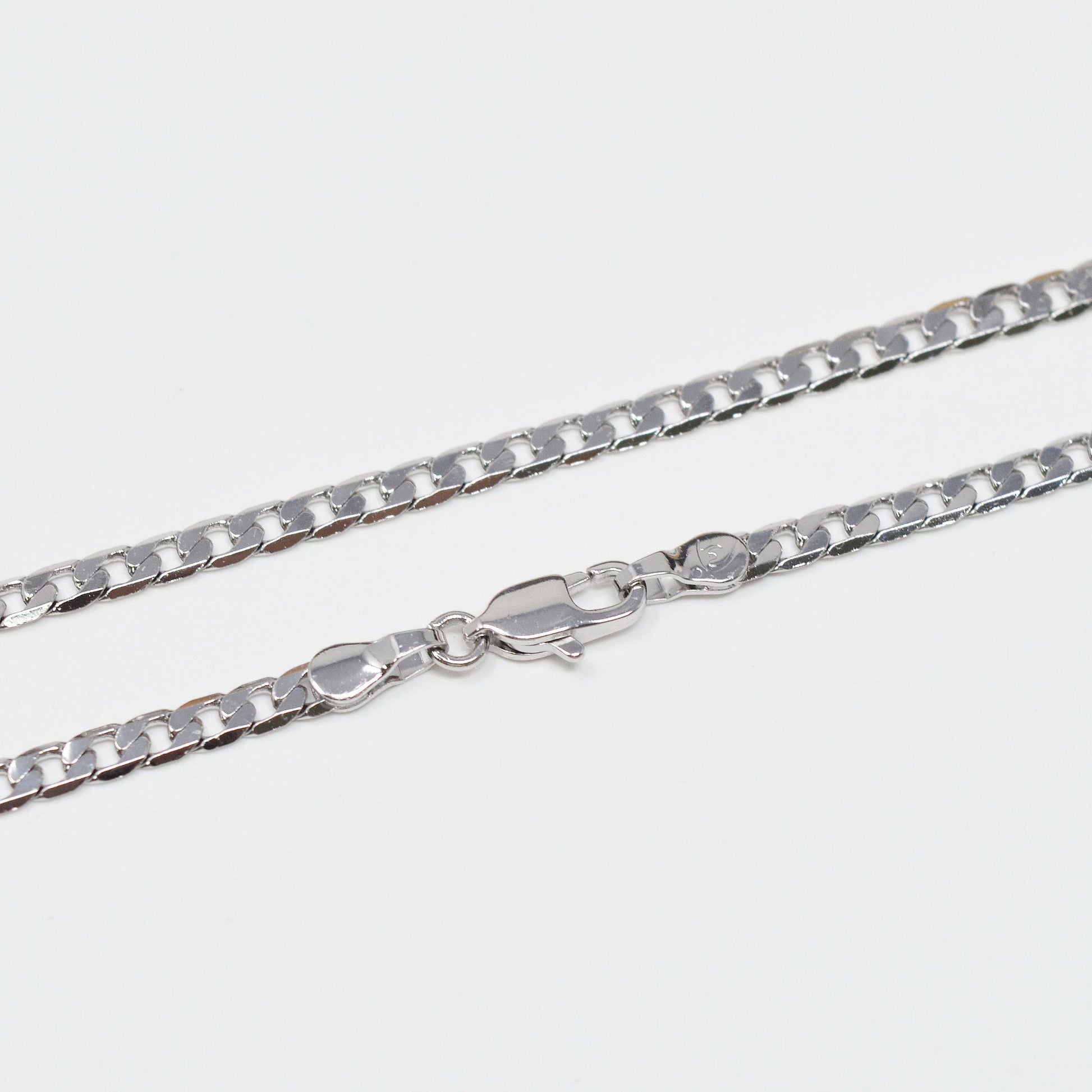 1pc 17.5'' ready to use white gold cuban curb necklace chain, layer curb chain dainty necklace, pendant charm necklace, 1013