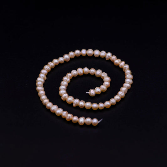 5.5-6.7mm aaa small nugget pearl beads, champagne pink freshwater pearl, loose pearl strand, seed pearl, natural luster pearl jewelry wa-583