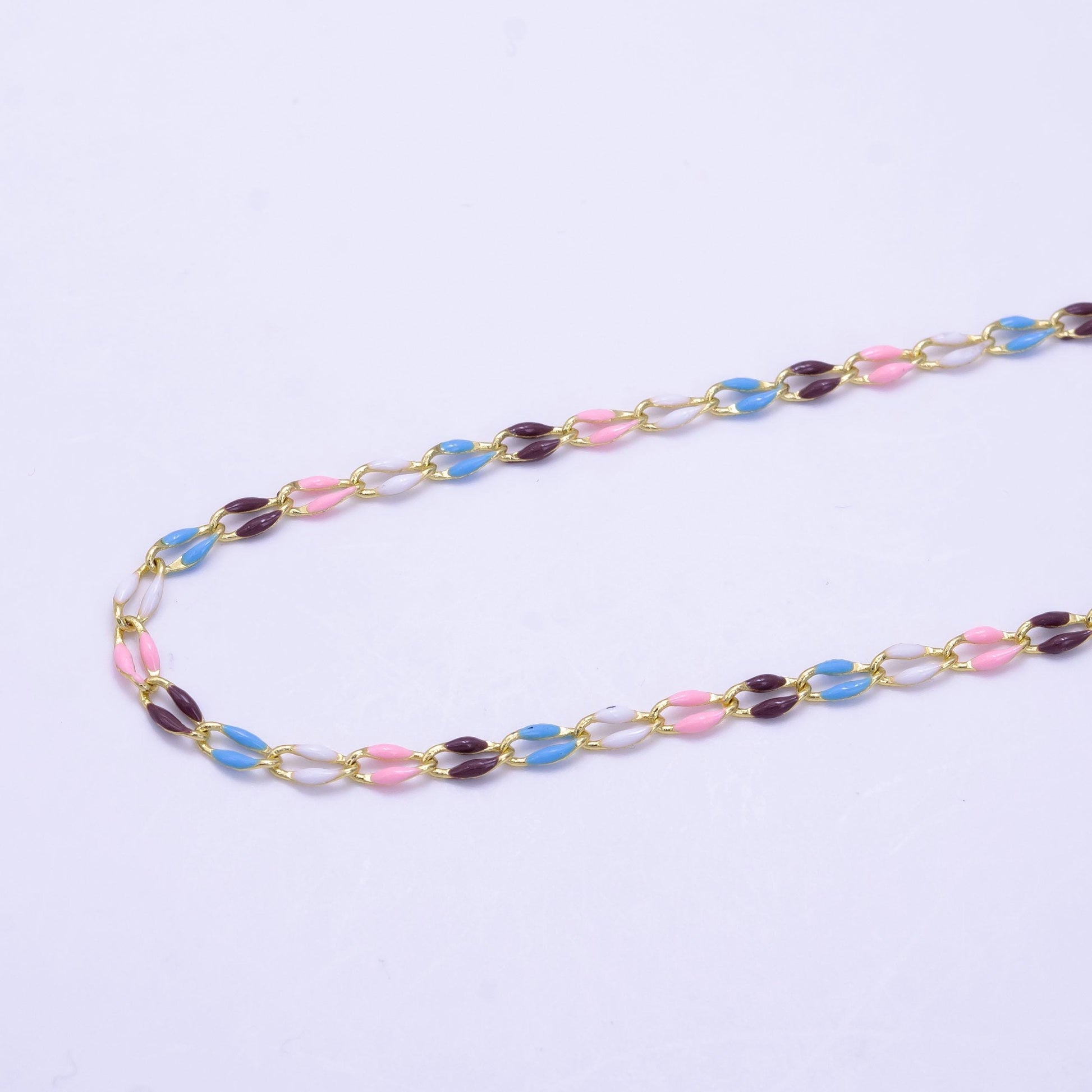 Fall season enamel chain for jewelry making supply permanent jewelry seasonal chain bracelet anklet necklace gold dainty unfinished chain