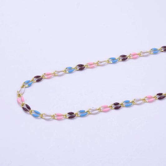Fall season enamel chain for jewelry making supply permanent jewelry seasonal chain bracelet anklet necklace gold dainty unfinished chain