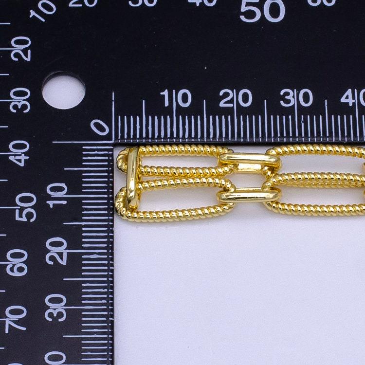 Gold oval paper clip chain by yard link cable twisted elongate chain new design paperclip chain roll-1515