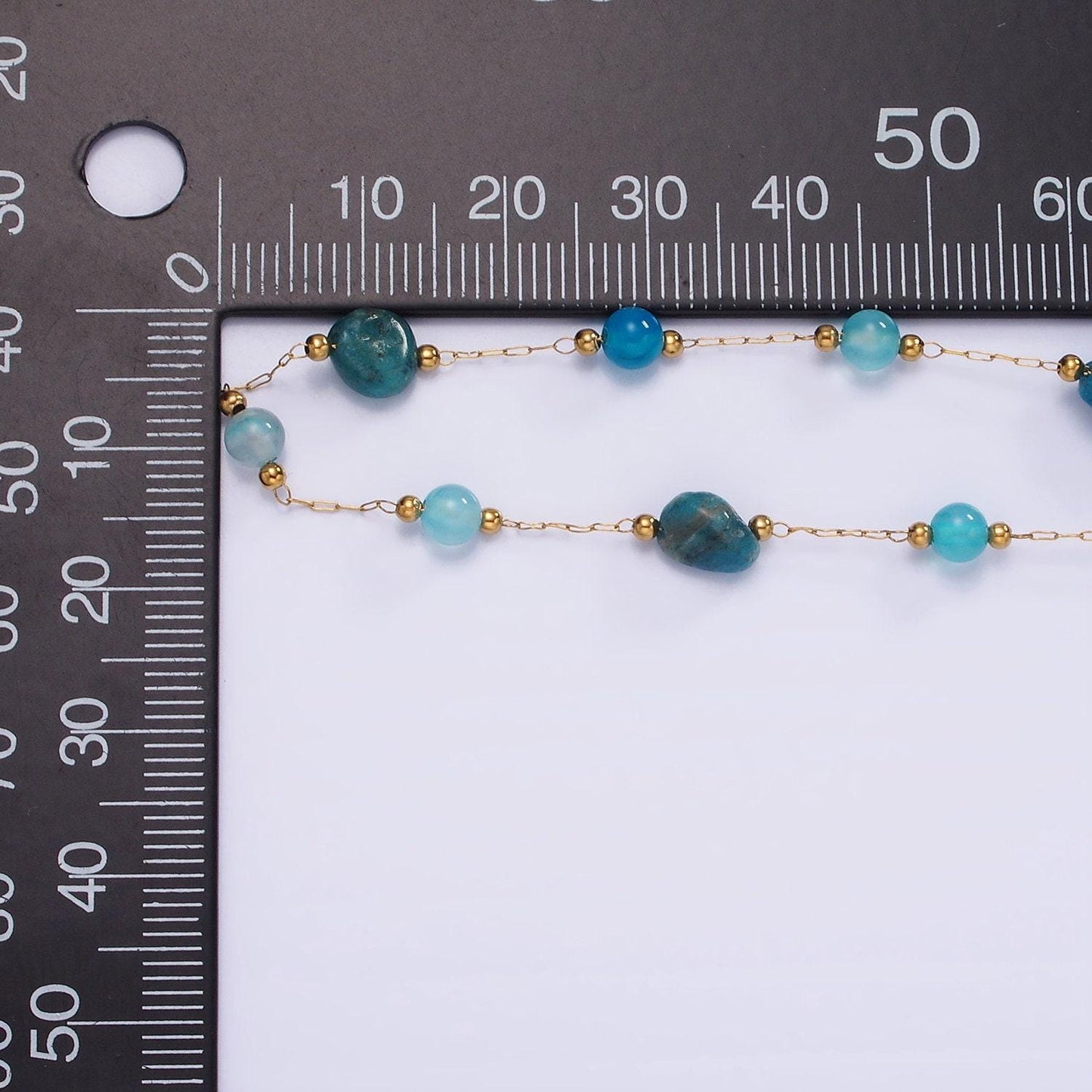 Natural gemstone rosary nugget chain 4mm beaded stone gold stainless steel rosary chain by the yard unfinished stone chain for layering