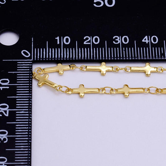 Dainty gold sideway cross link chain by yard 8.4mm links | roll-1494