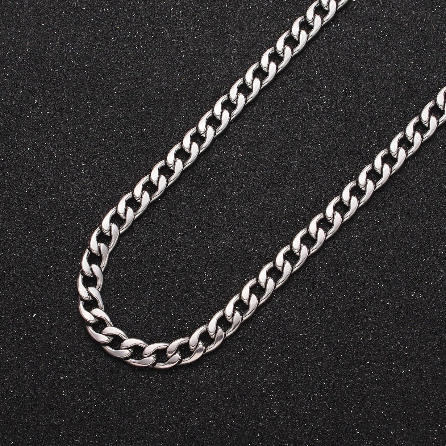 Rhodium plated 5.5mm miami cuban chain, unfinished chain by yard silver curb wholesale chain for diy jewelry making roll-1491