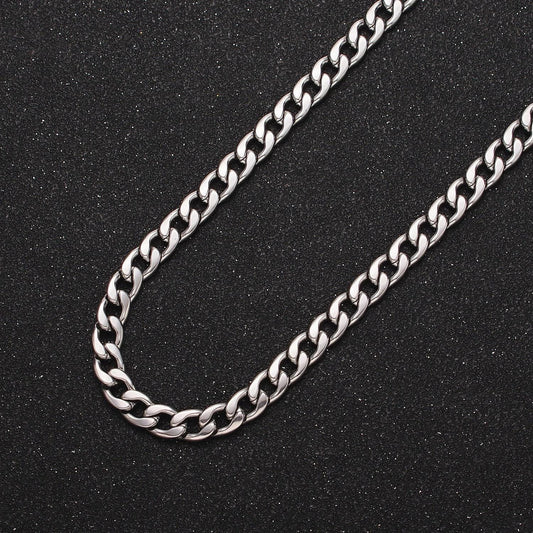 Rhodium plated 5.5mm miami cuban chain, unfinished chain by yard silver curb wholesale chain for diy jewelry making roll-1491