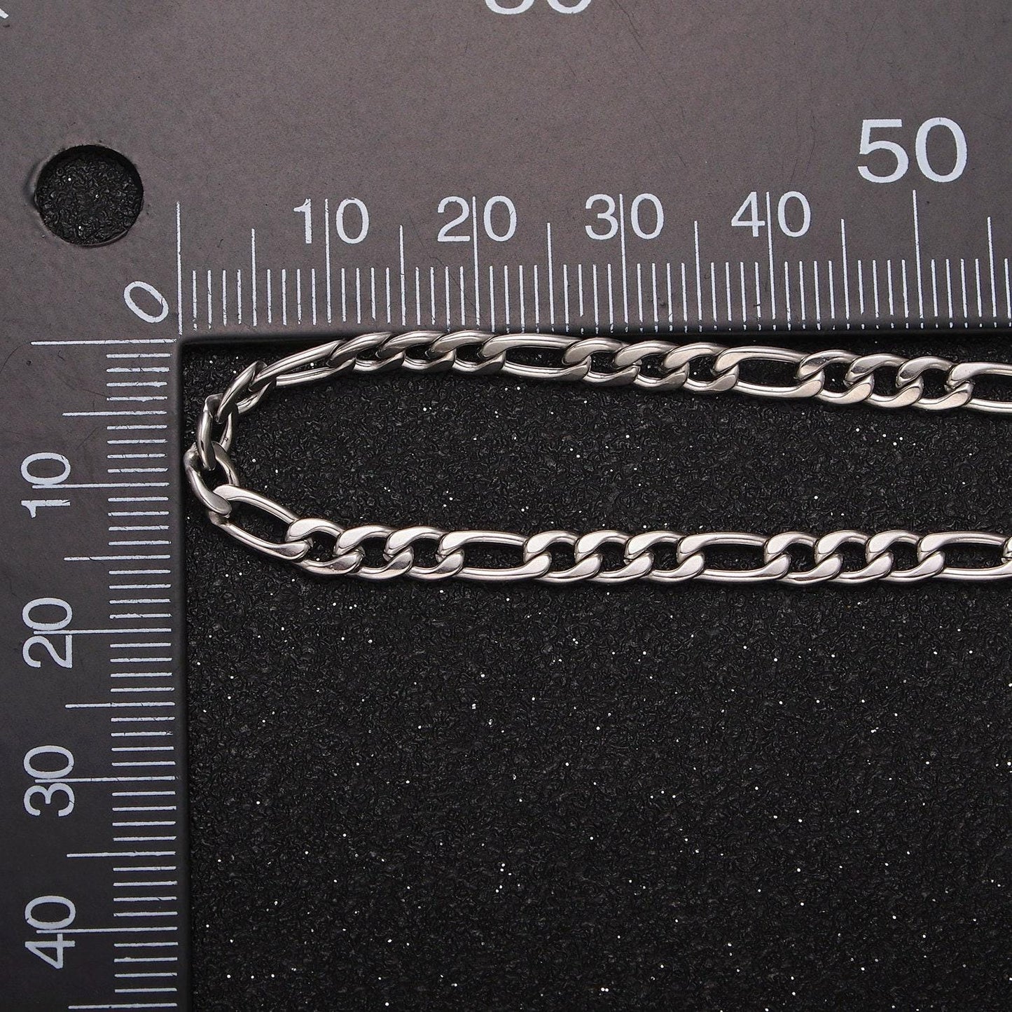 White gold filled 3.5mm figaro unfinished chain for jewelry making | roll-1490