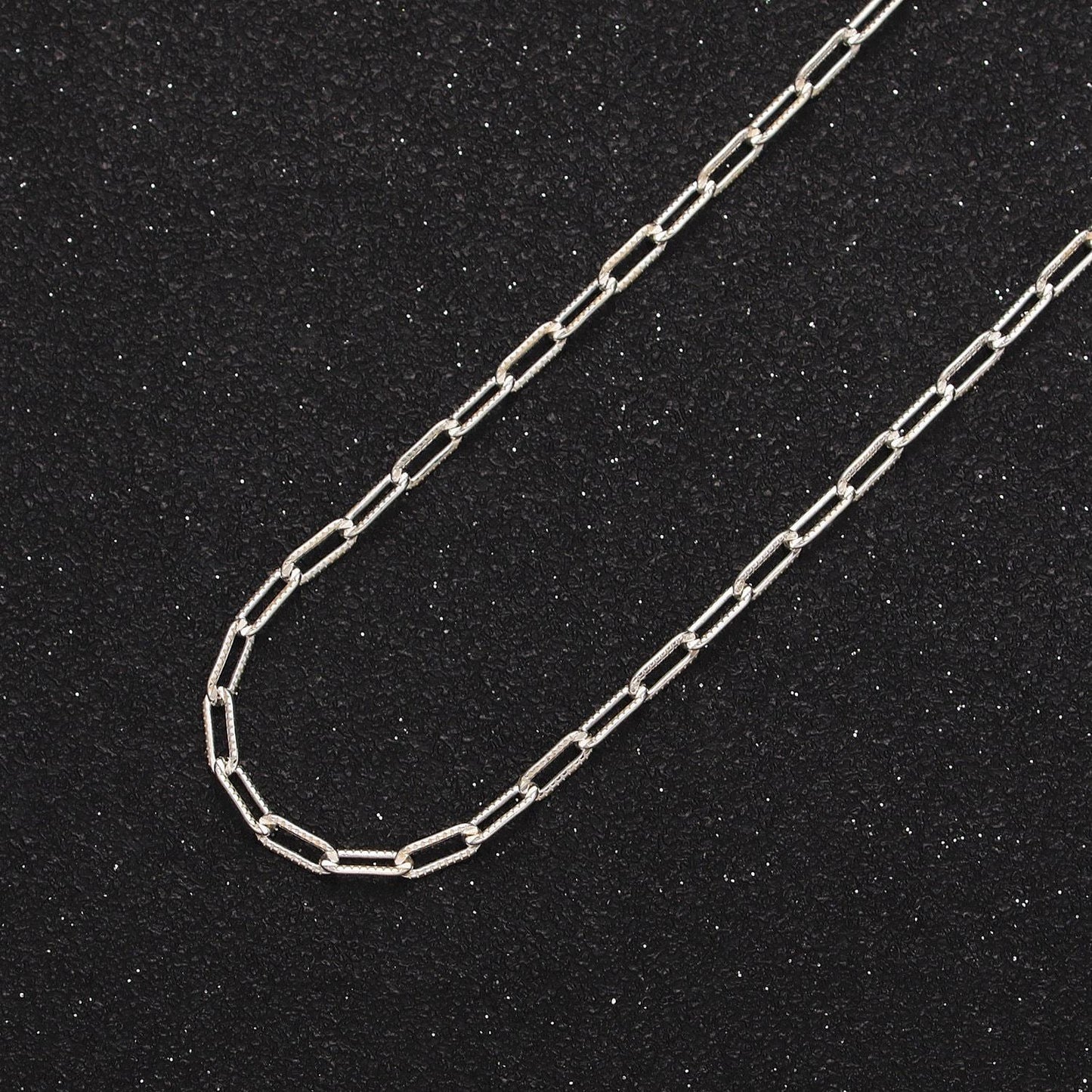 Sterling silver paper clip chain, elongated rectangle oval chain wholesale unfinished chain by yard for permanent jewelry roll-1487