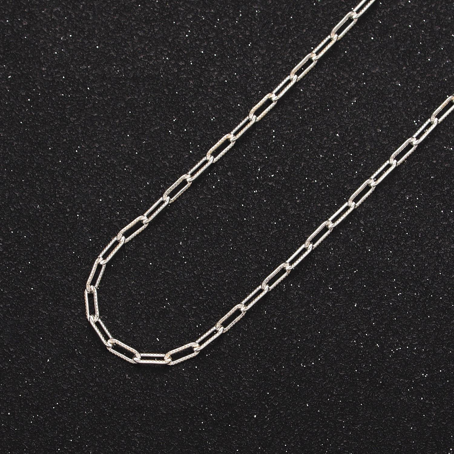 Sterling silver paper clip chain, elongated rectangle oval chain wholesale unfinished chain by yard for permanent jewelry roll-1487