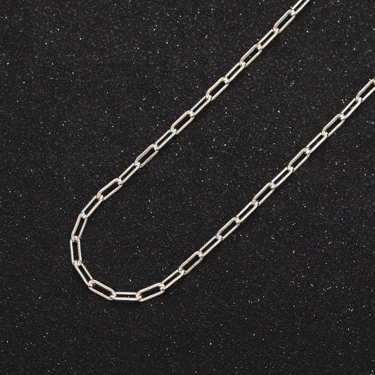 Sterling silver paper clip chain, elongated rectangle oval chain wholesale unfinished chain by yard for permanent jewelry roll-1487