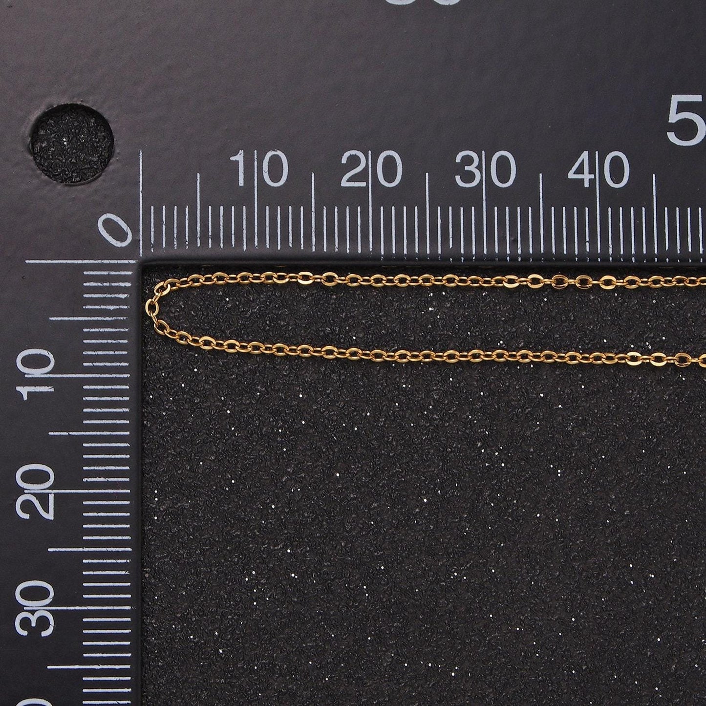 Stainless steel 1.1mm dainty cable rolo unfinished chain by yard in gold, 1469