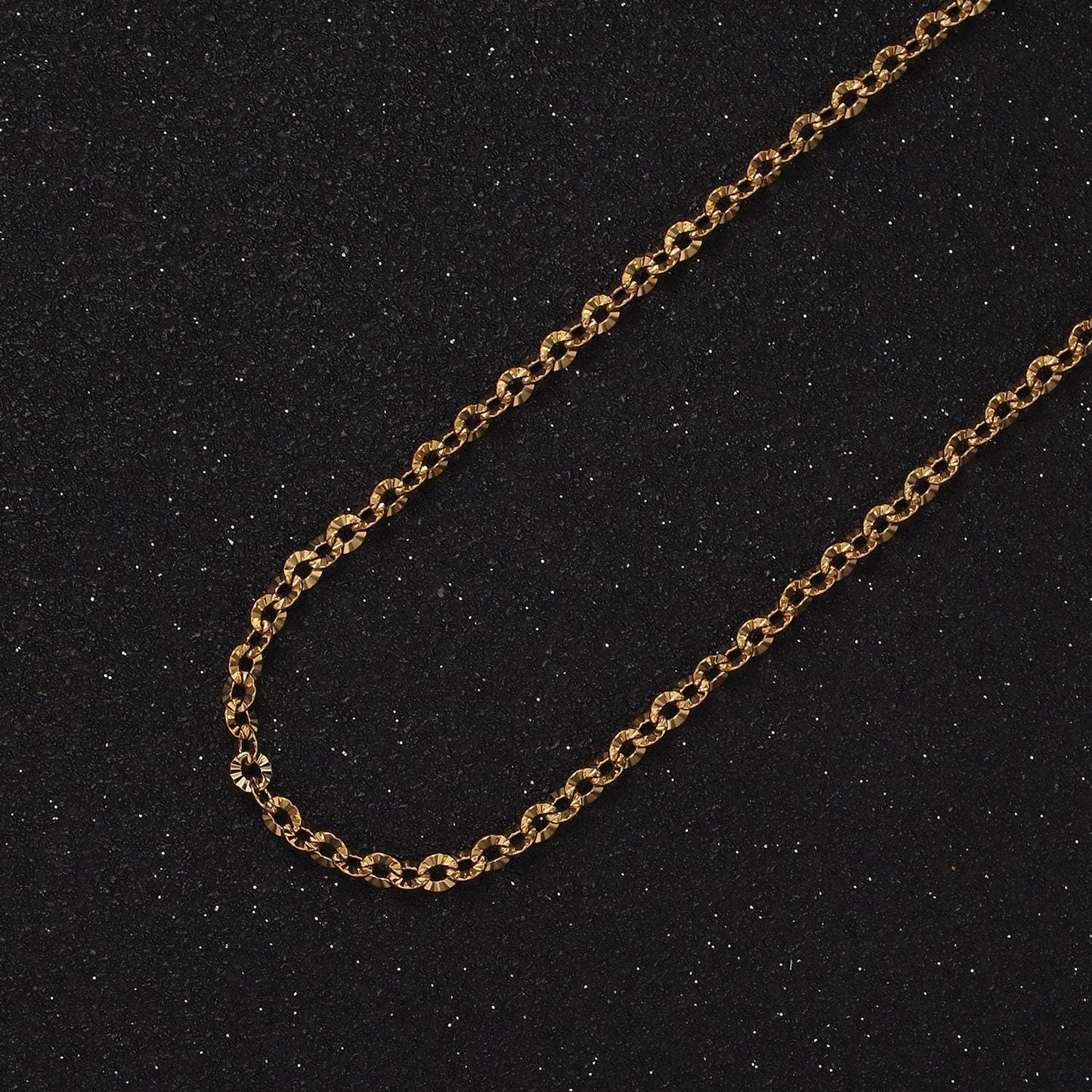 Stainless steel rolo chain by yard sunburst oval cable chain textured chain for jewelry making | roll-1465