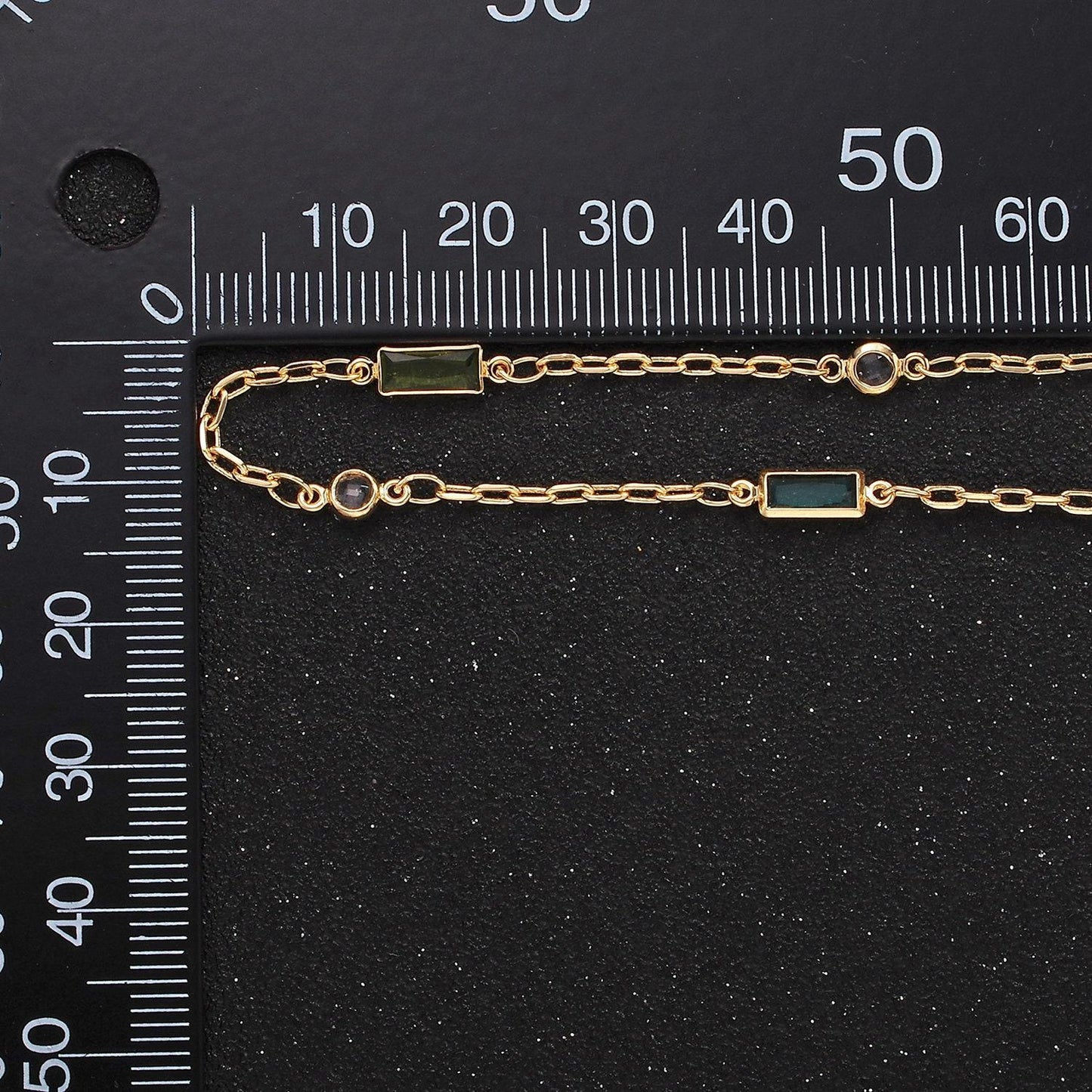 14k gold filled mini rollo chain by yard, colorful cz charm link-1.7mm, 1456