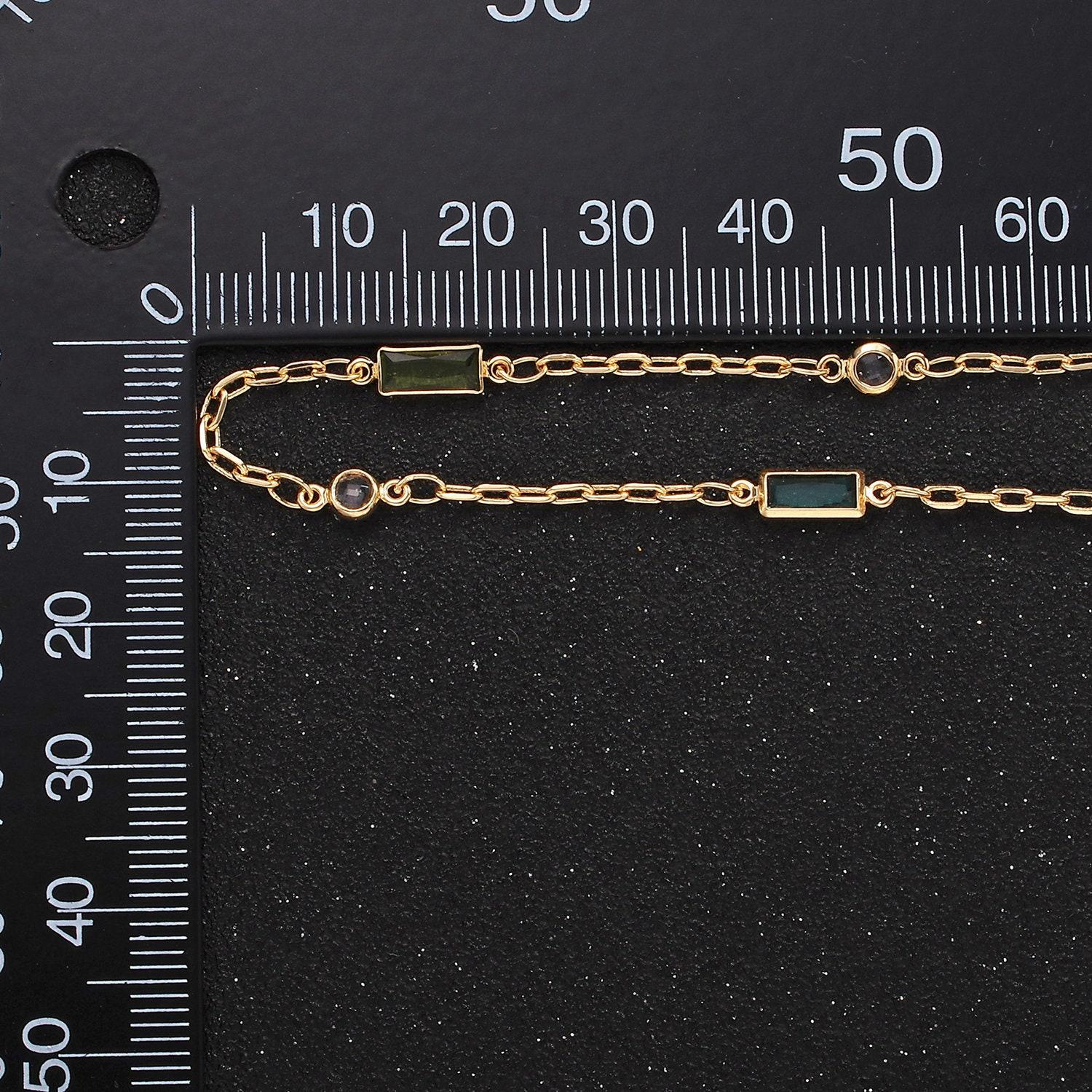 14k gold filled mini rollo chain by yard, colorful cz charm link-1.7mm, 1456