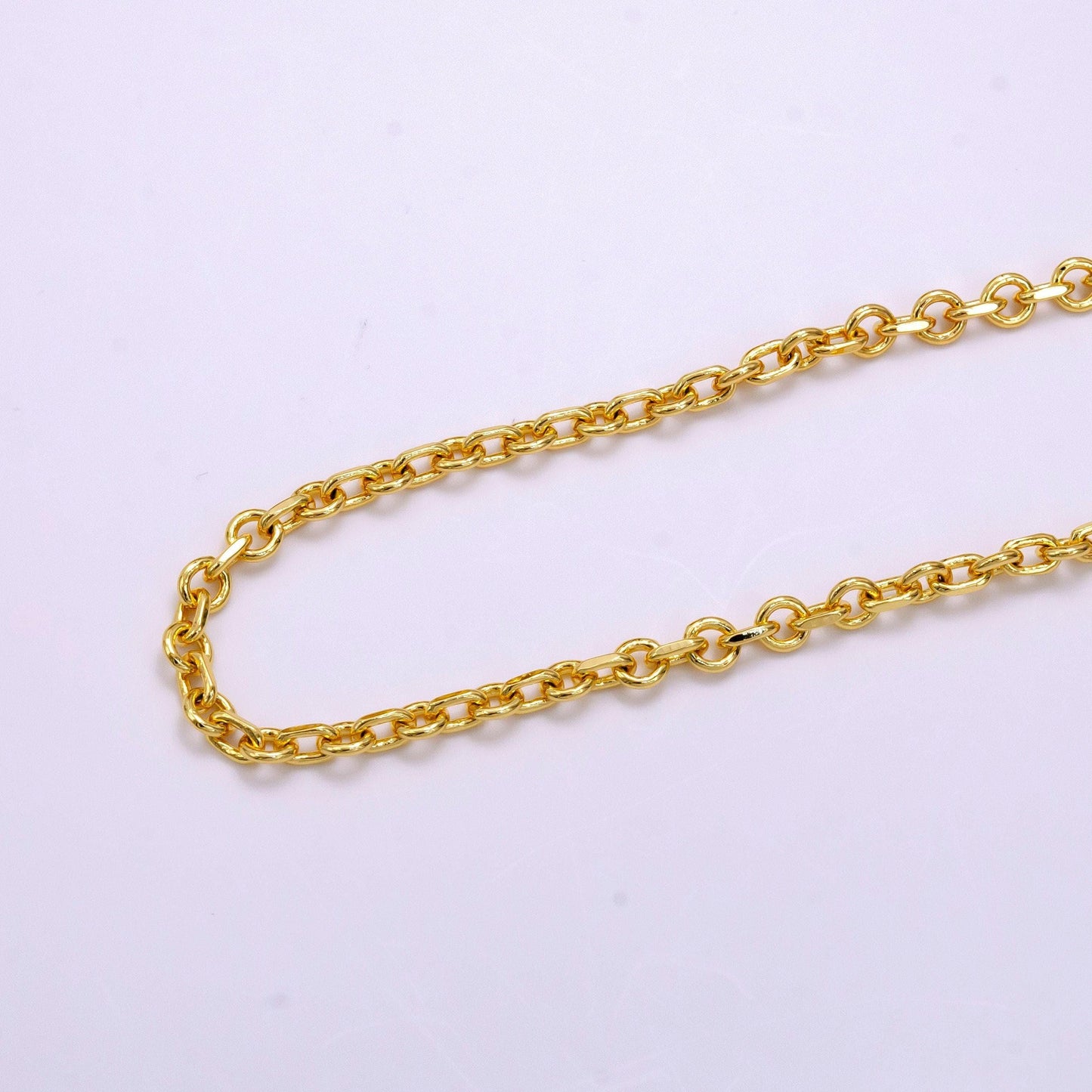 14k gold filled 5mm rolo edged cable unfinished chain for jewelry making | roll-1453