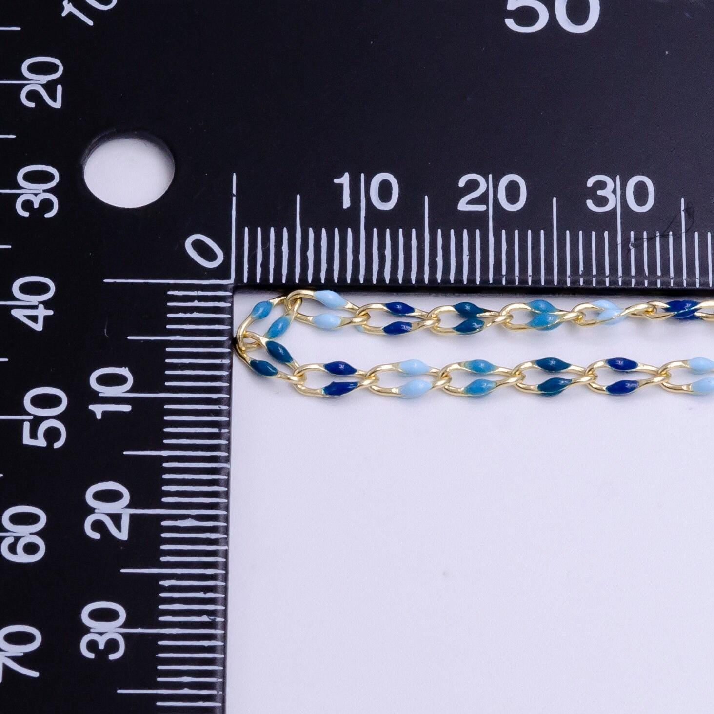 Dainty pink multi color enamel cable paperclip chain by yard, link cable seasonal chain for permanet jewelry wholesale bulk chain