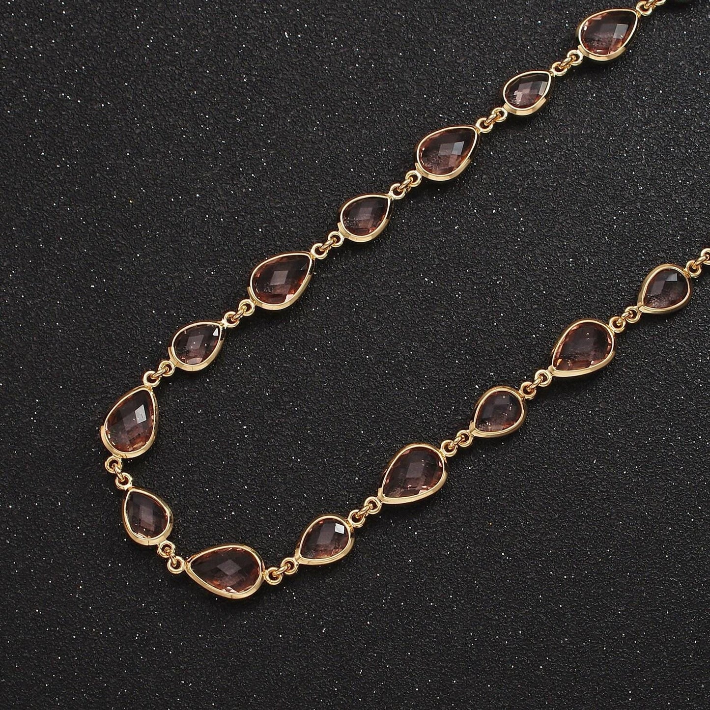 18k gold filled brown, purple, blue, green cz multifaceted teardrop designed unfinished chain | roll-1430 ~ roll-1433