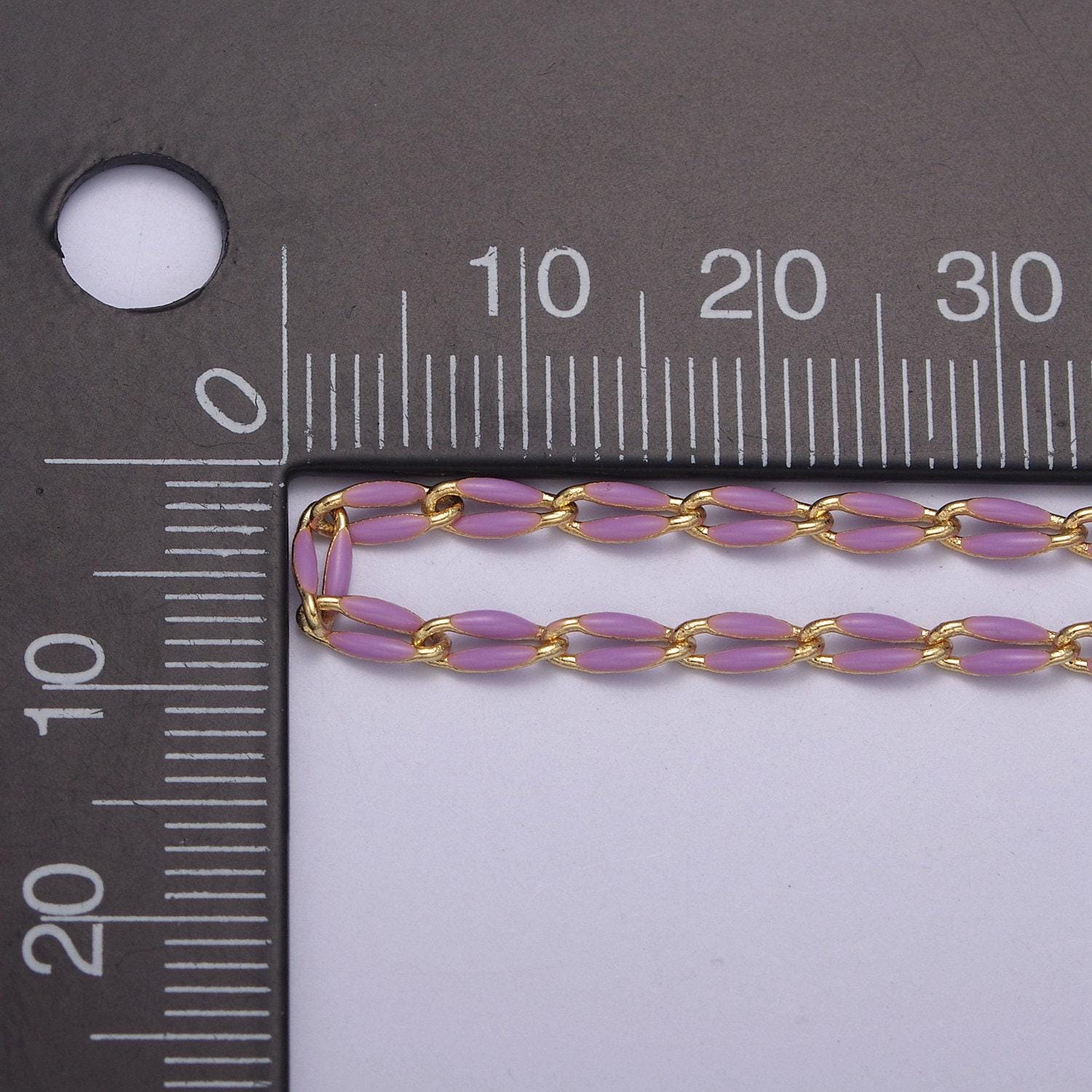 Dainty multi color enamel rolo cable paperclip chain by yard, link cable thick elongate chain, wholesale bulk roll chain jewelry 604-608