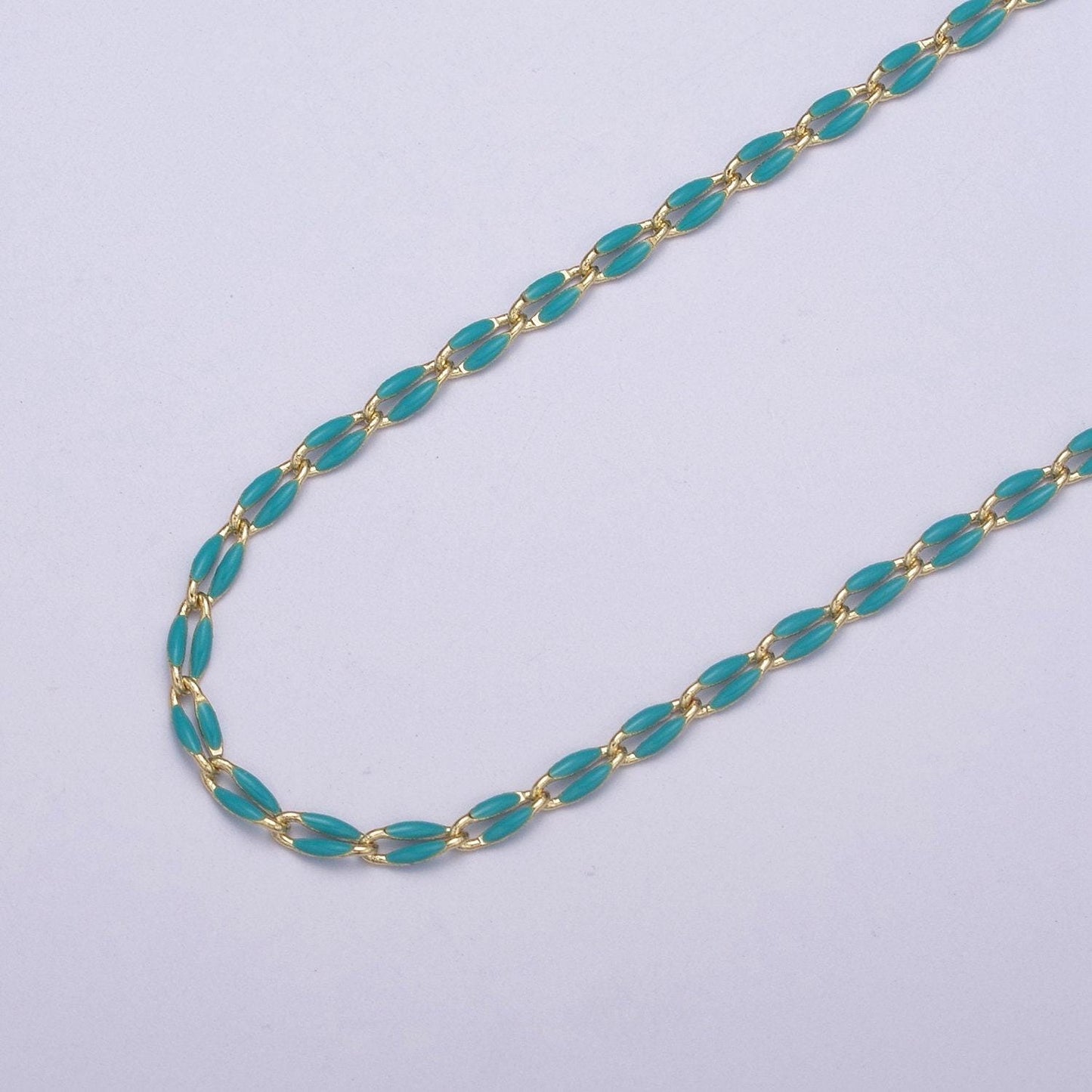 Dainty multi color enamel rolo cable paperclip chain by yard, link cable thick elongate chain, wholesale bulk roll chain jewelry 604-608
