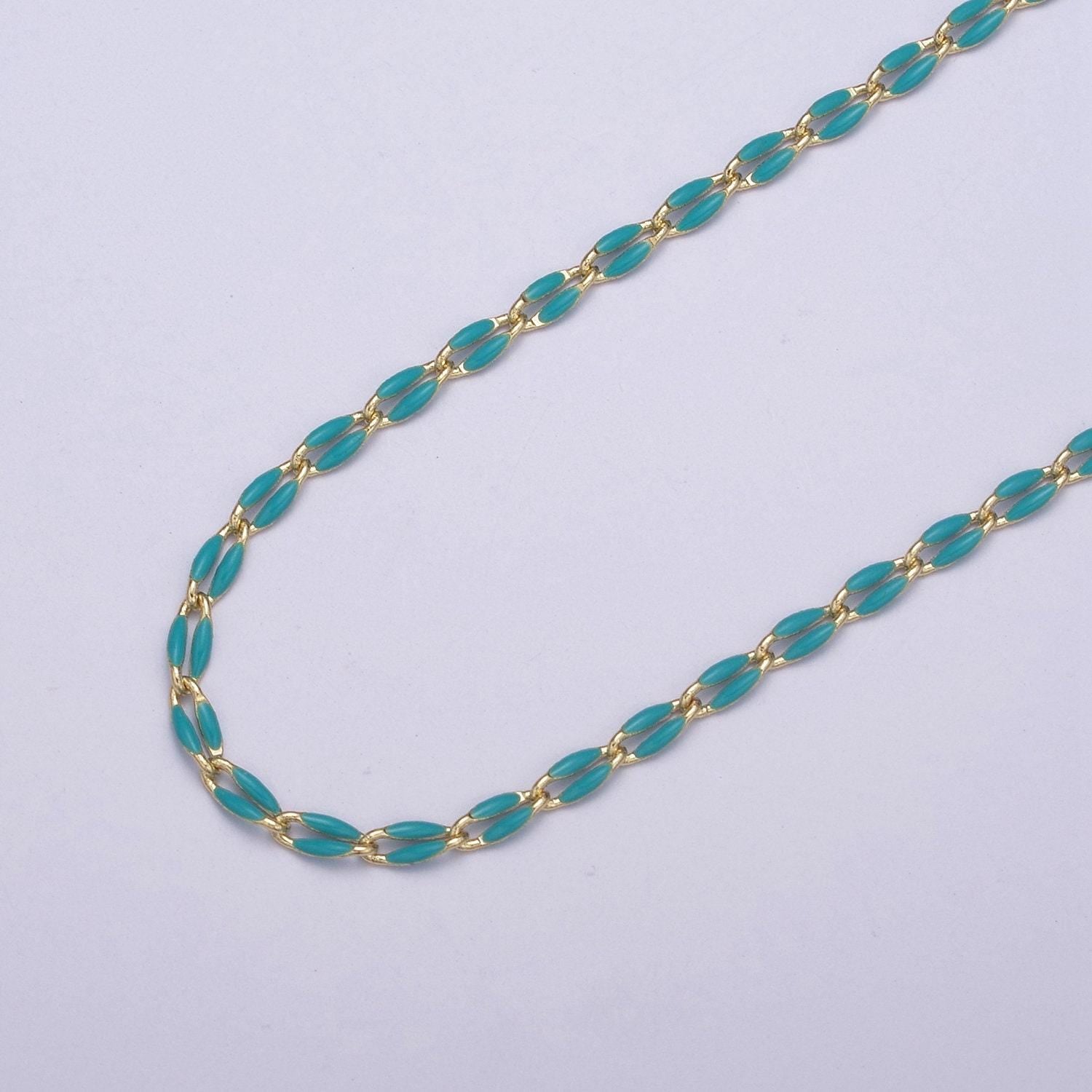 Dainty multi color enamel rolo cable paperclip chain by yard, link cable thick elongate chain, wholesale bulk roll chain jewelry 604-608