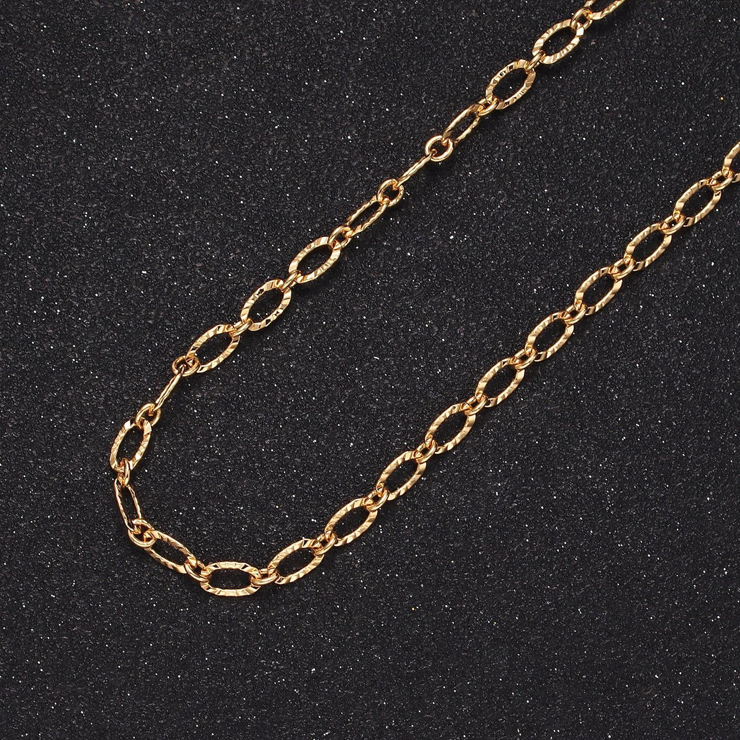 24k gold filled 4.3mm sunburst oval cable link chain unfinished chain for jewelry making | roll-1385