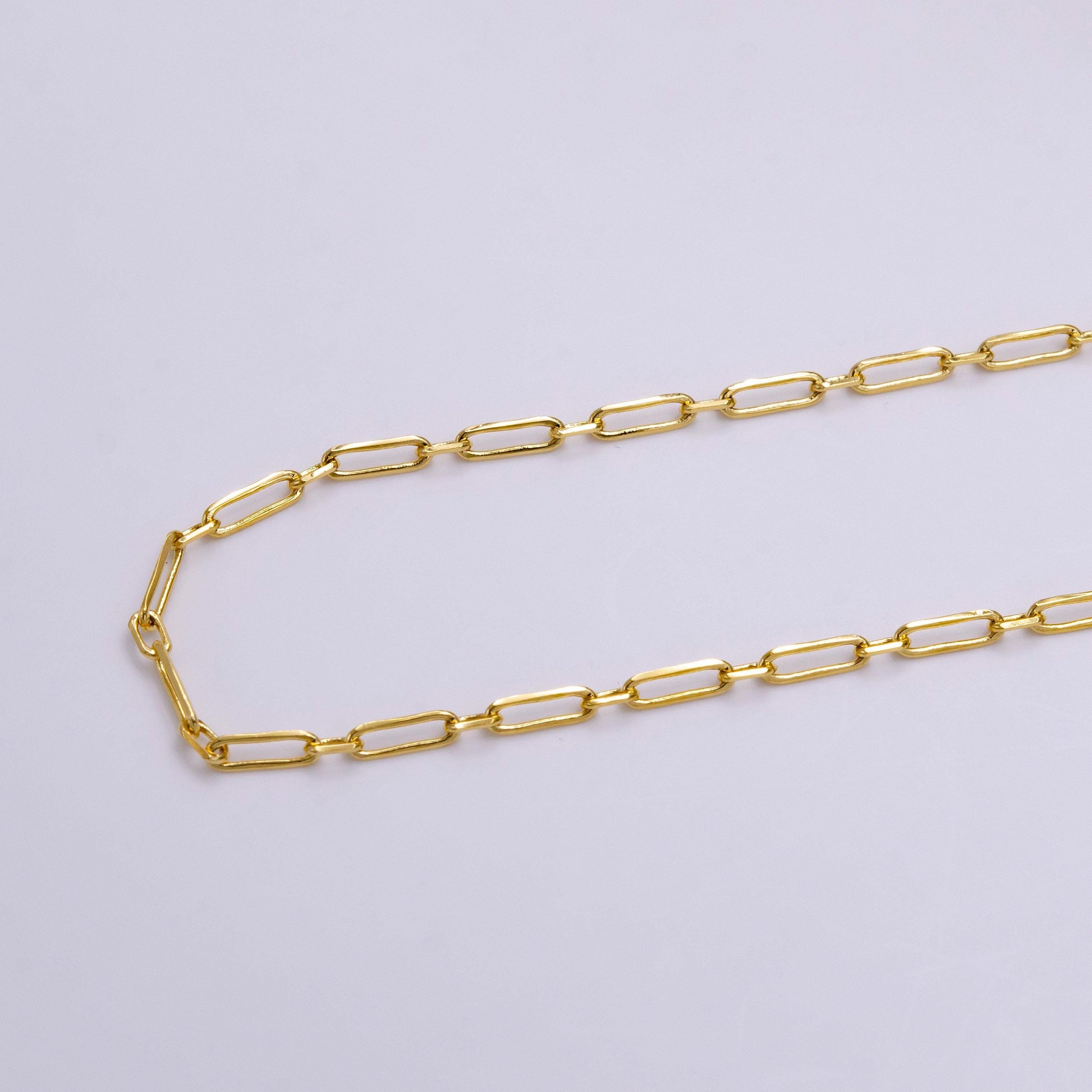 24k gold filled dainty 2mm paperclip cable link unfinished chain for jewelry making | roll-1380