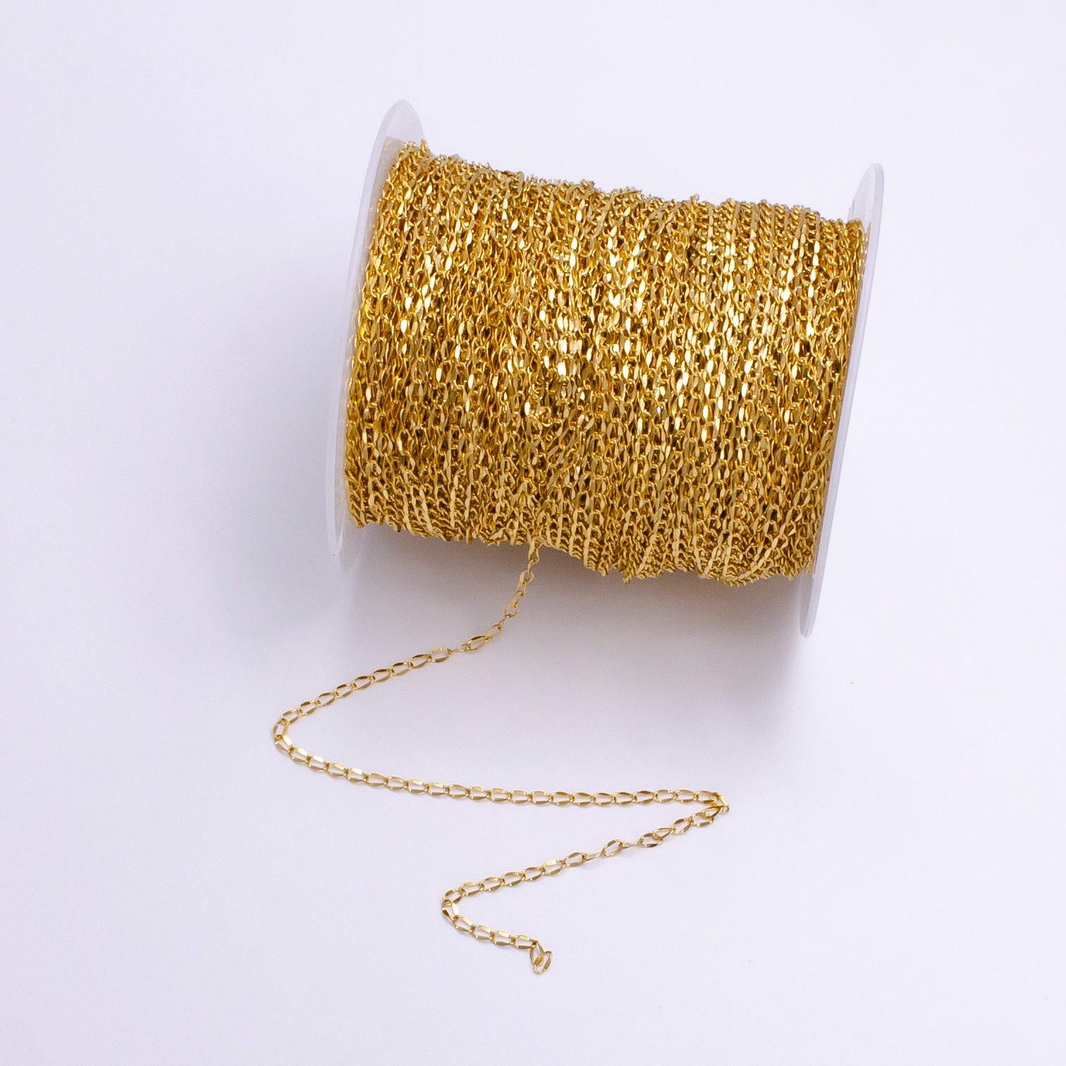 24k gold filled 2.2mm double edged figure 8 designed unfinished chain for jewelry making | roll-1379