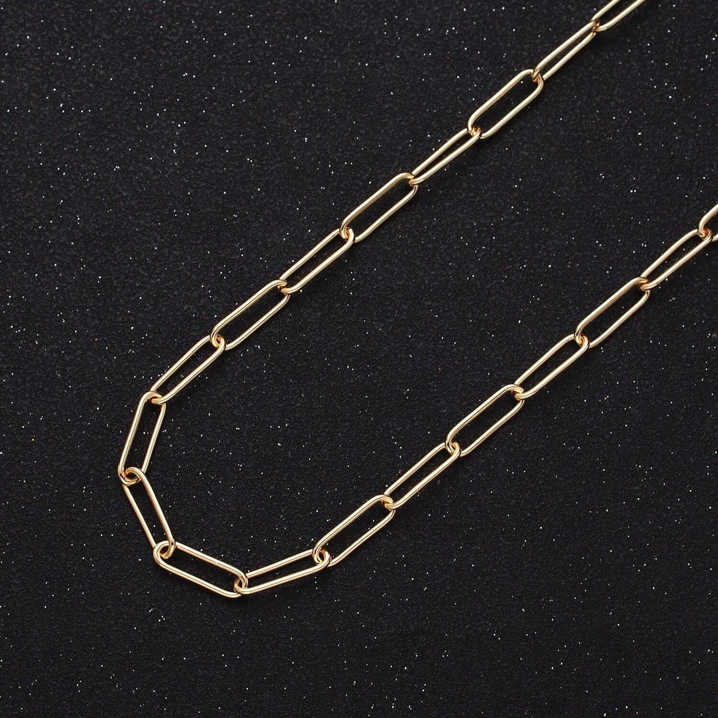16k gold filled 15mm x 4.5mm paperclip unfinished jewelry making chain in gold & silver | roll-1373 roll-1374