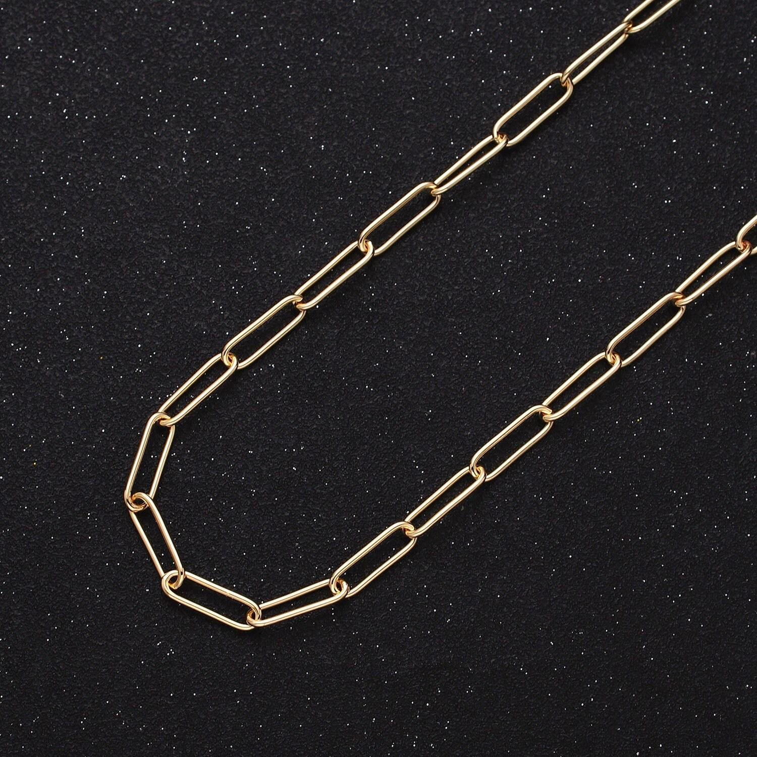 16k gold filled 15mm x 4.5mm paperclip unfinished jewelry making chain in gold & silver | roll-1373 roll-1374