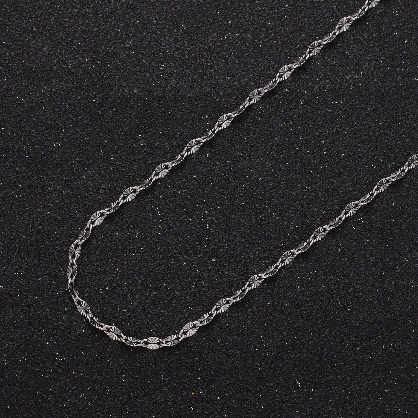 Dainty stainless steel sunburst cable link 2.3mm unfinished textured jewelry making lead nickel free tarnish resistant | roll-1350 roll-1351
