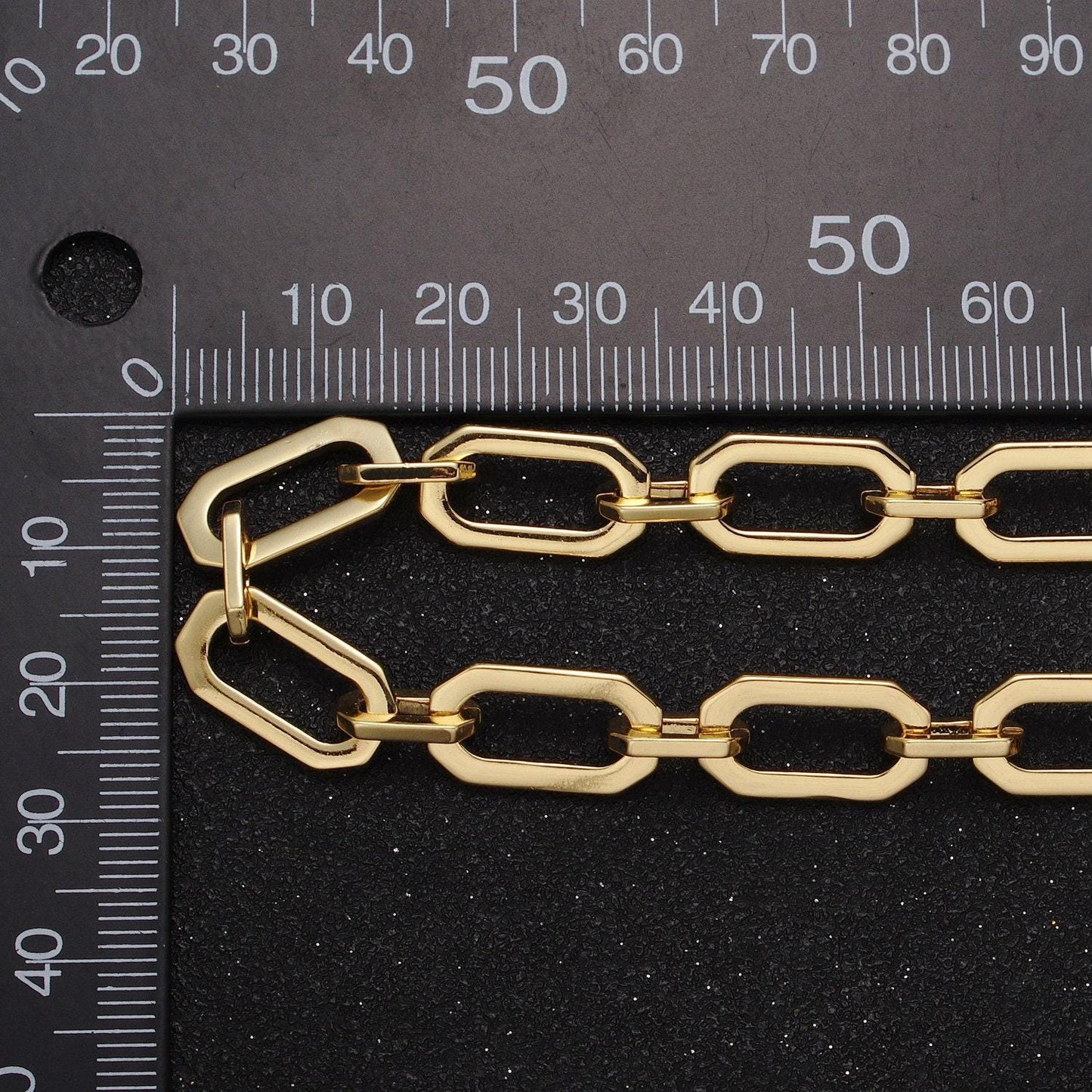 Chunky 24k gold filled 9mm paperclip chain hexagonal bold statement unfinished chain for jewelry making | roll-1345