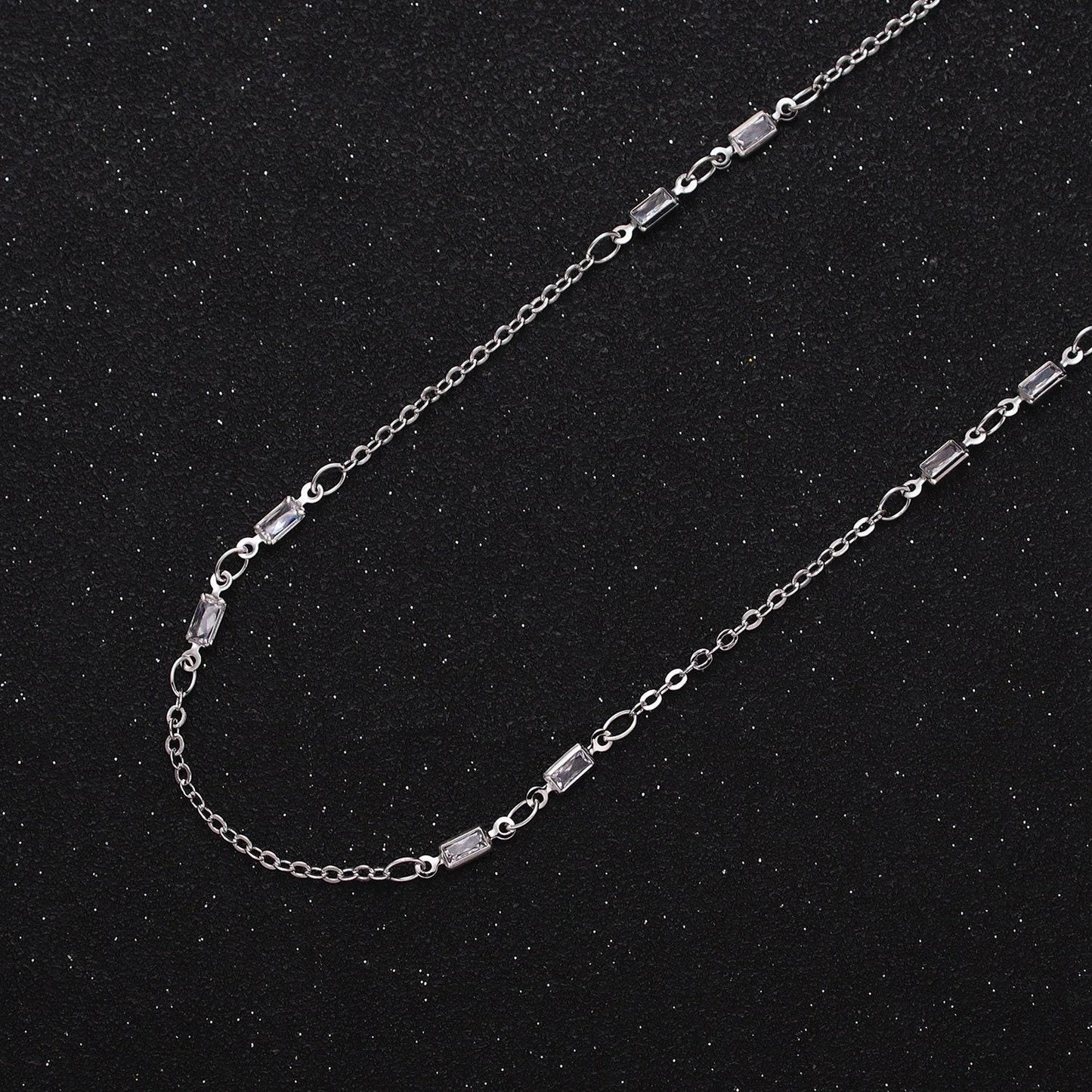 Fine chain 16k gold filled 2.5mm cz double clear baguette cable link unfinished chain in gold & silver | roll-1333 roll-1334